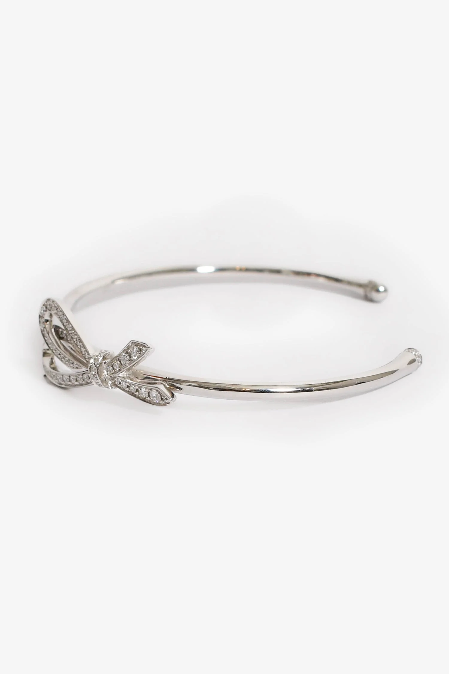 Tiffany & Co. Diamond Bow Cuff Bracelet 18k White Gold - Image 4