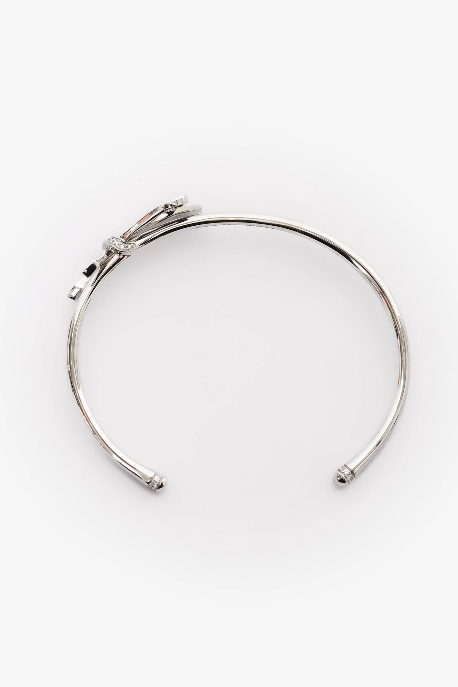 Tiffany & Co. Diamond Bow Cuff Bracelet 18k White Gold - Image 5