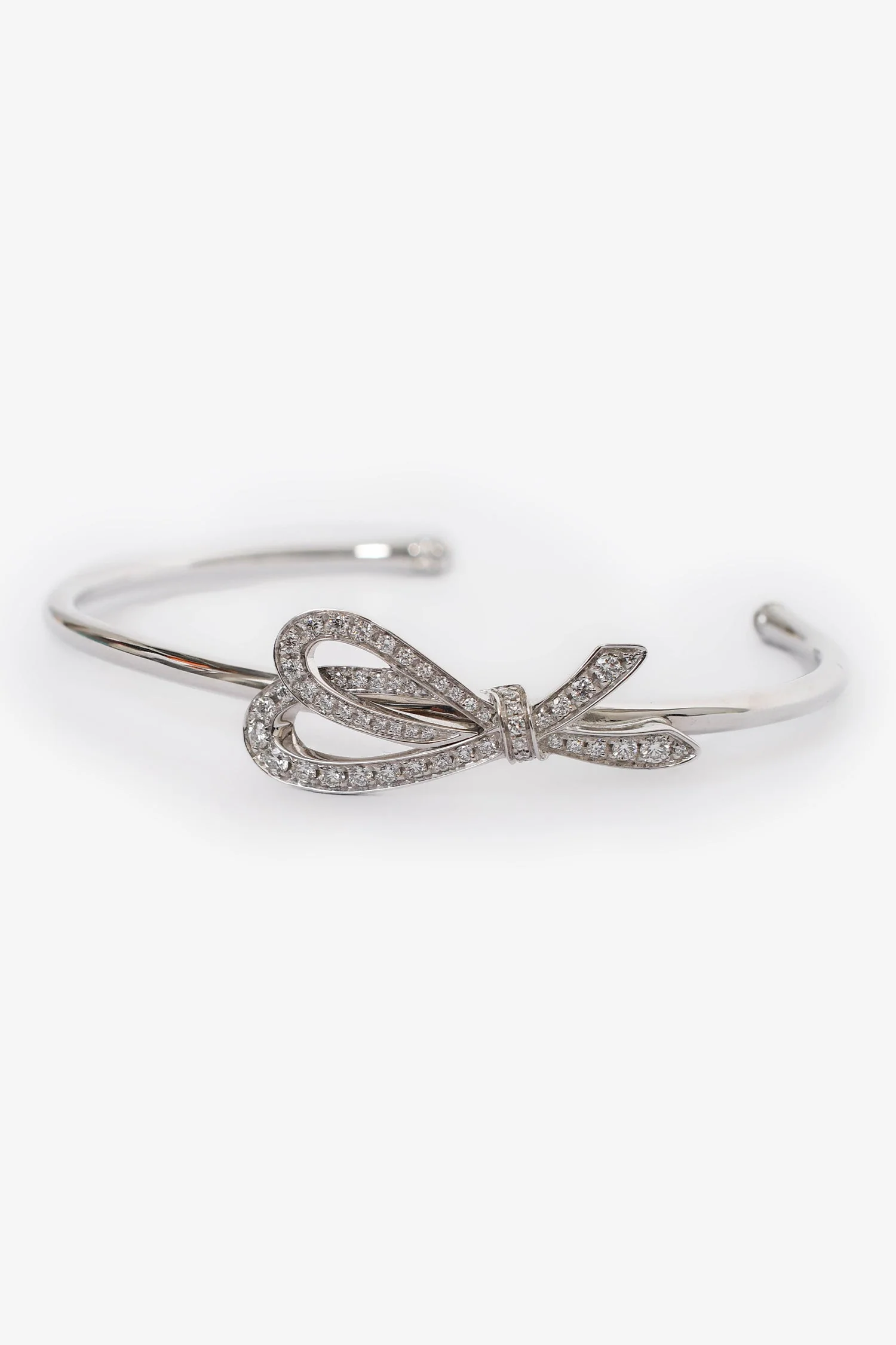 Tiffany & Co. Diamond Bow Cuff Bracelet 18k White Gold - Image 6
