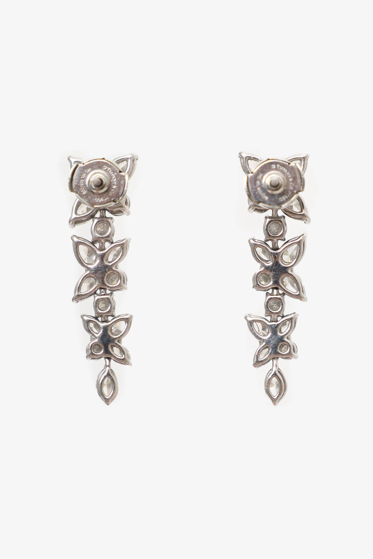 Tiffany & Co. Platinum Diamond Victoria Mixed Cluster Drop Earrings - Image 3