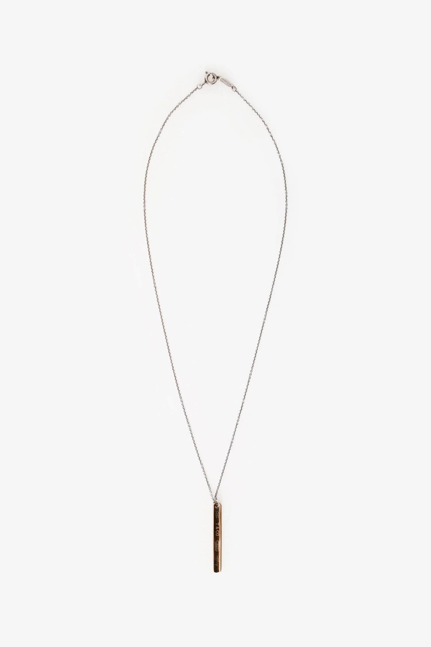 Tiffany & Co. Rose Gold Toned 1837 Bar Pendant Necklace - Image 2