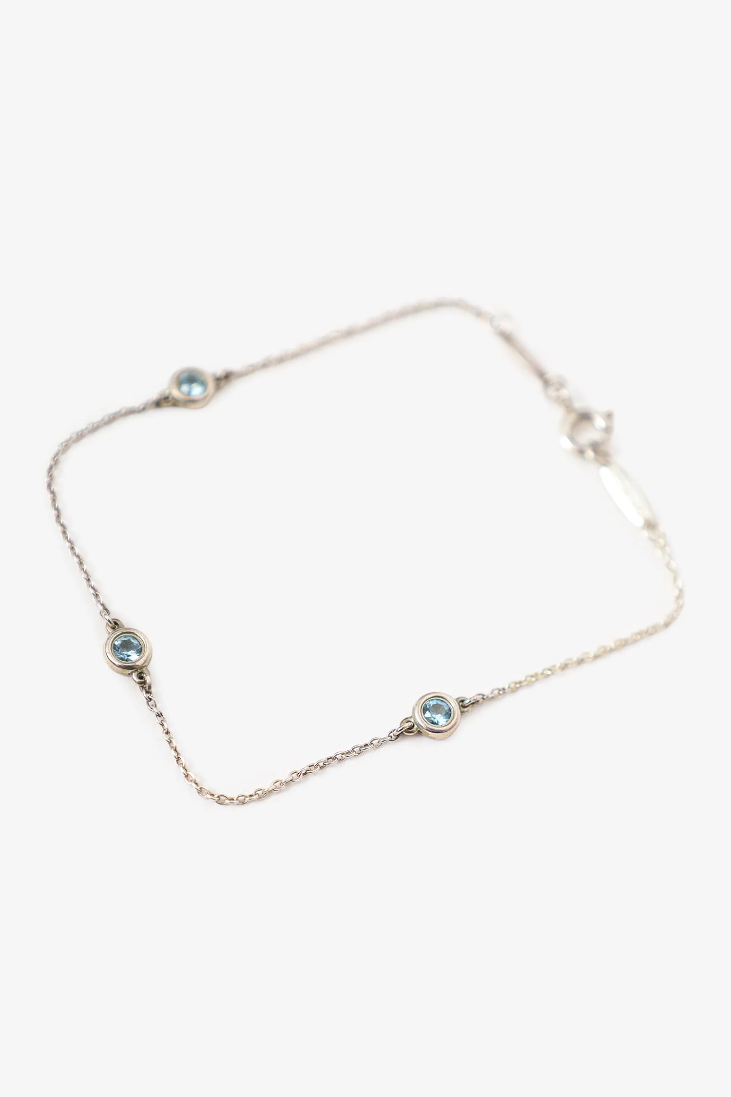 Tiffany & Co. Sterling Silver Aquamarine Elsa Peretti Colour By The Yard Bracelet - Image 2
