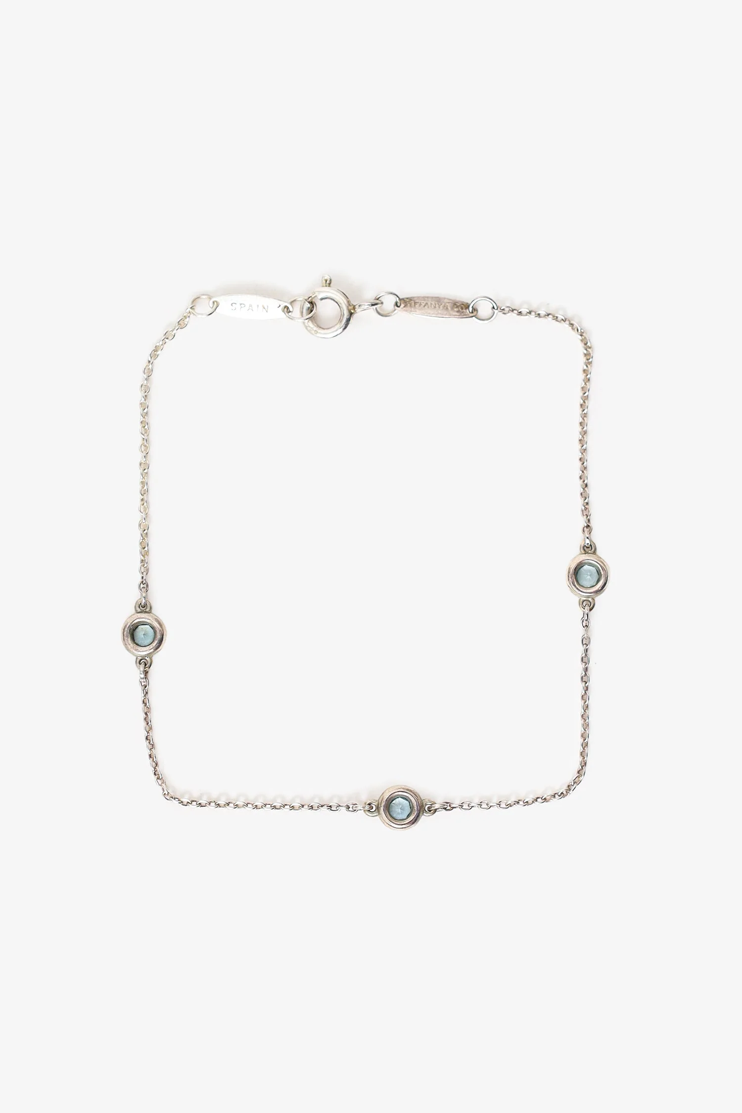 Tiffany & Co. Sterling Silver Aquamarine Elsa Peretti Colour By The Yard Bracelet - Image 4