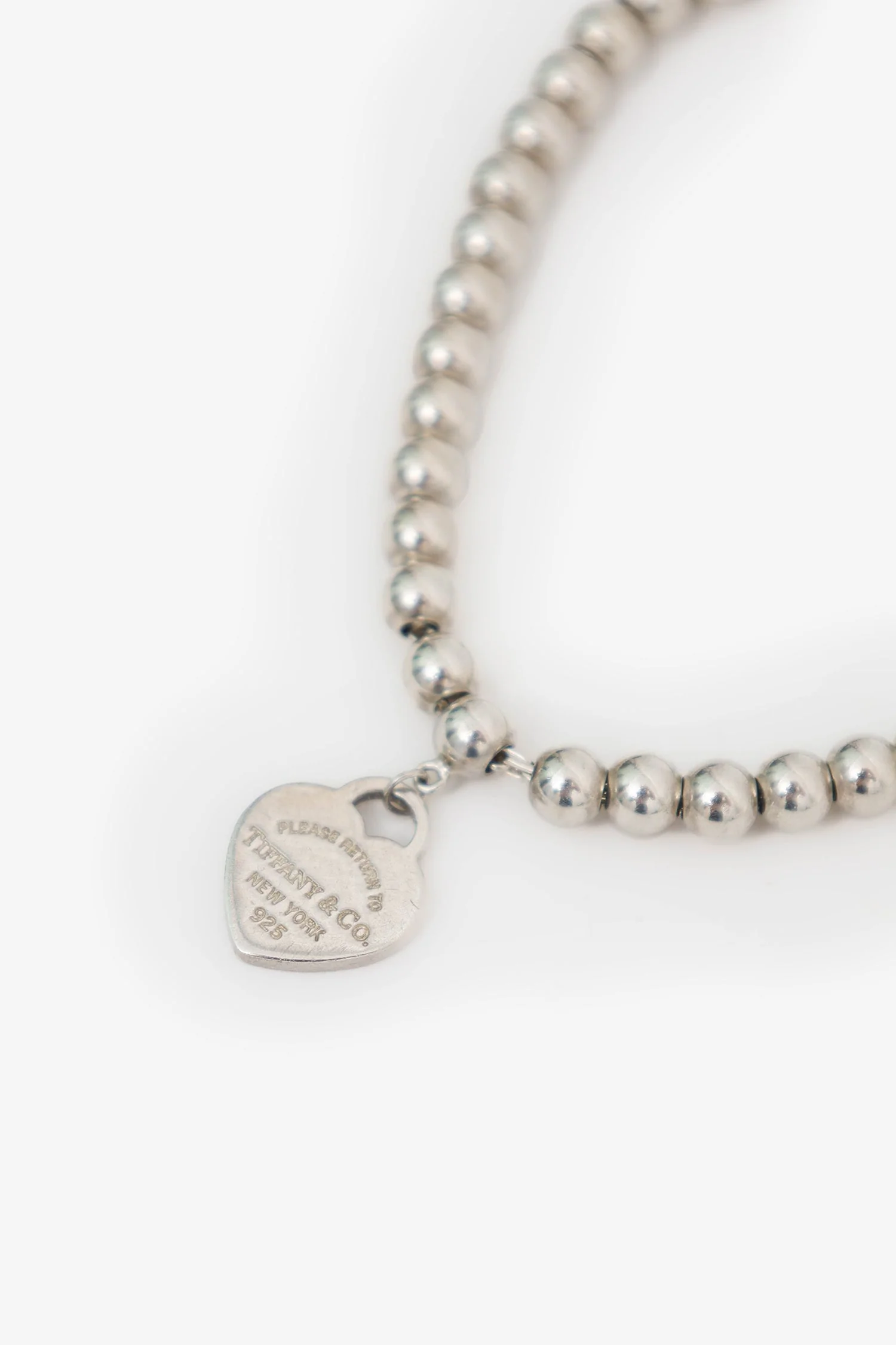 Tiffany & Co. Sterling Silver Beaded Heart Tag Bracelet - Image 2