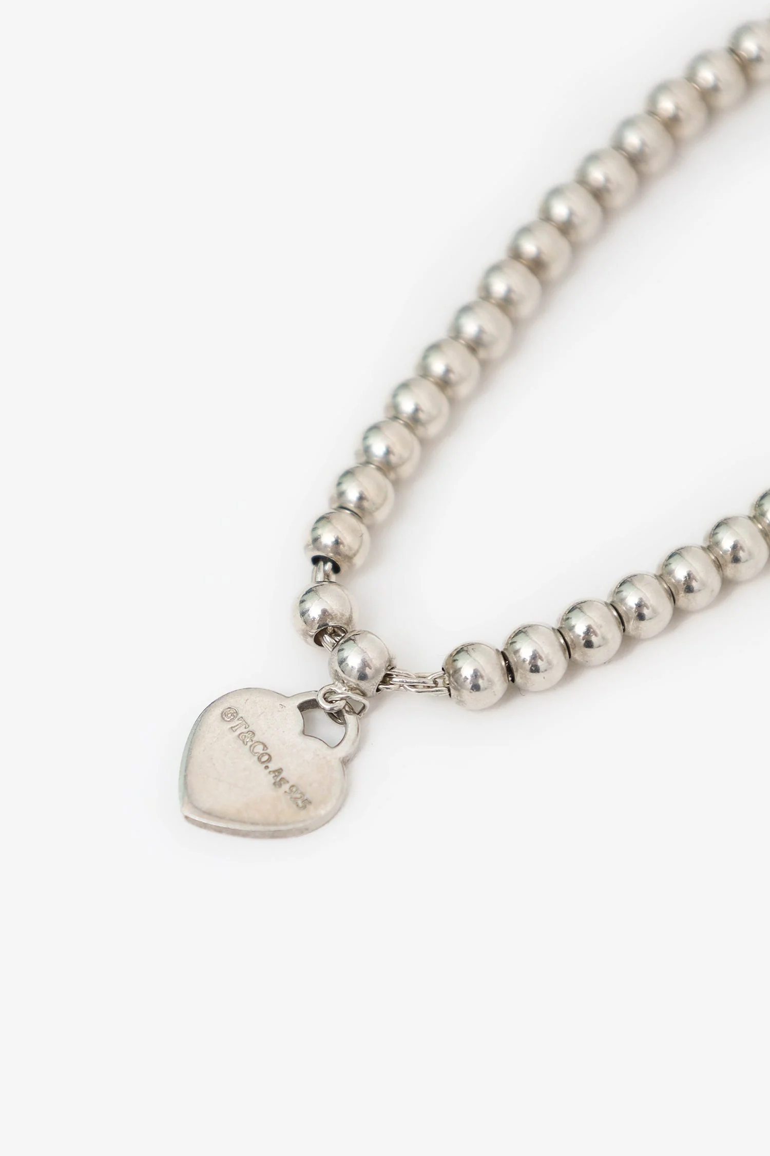 Tiffany & Co. Sterling Silver Beaded Heart Tag Bracelet - Image 5