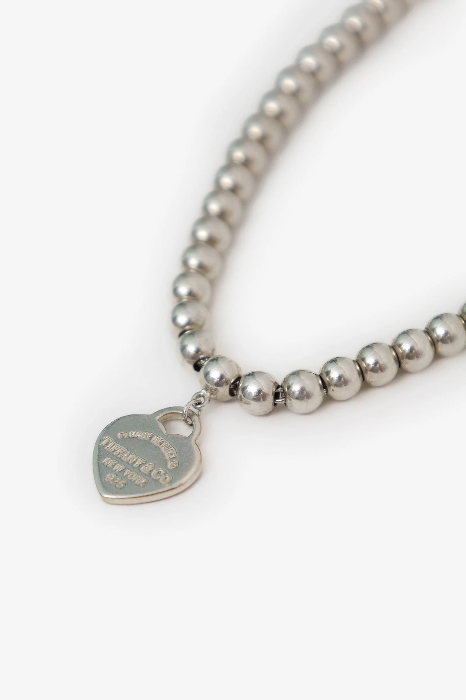 Tiffany & Co. Sterling Silver Beaded Heart Tag Bracelet - Image 2