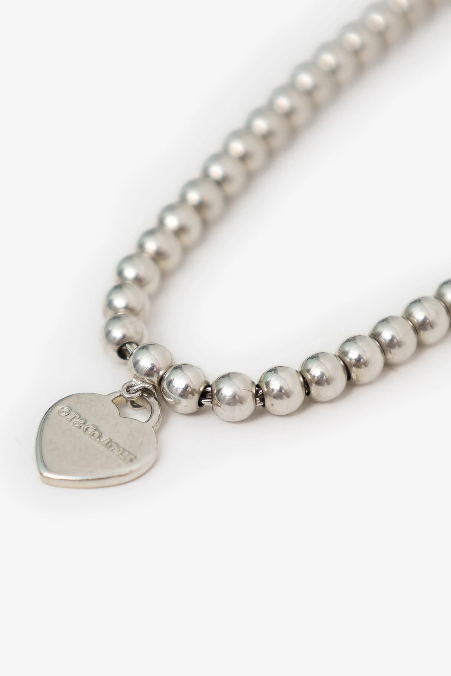 Tiffany & Co. Sterling Silver Beaded Heart Tag Bracelet - Image 5