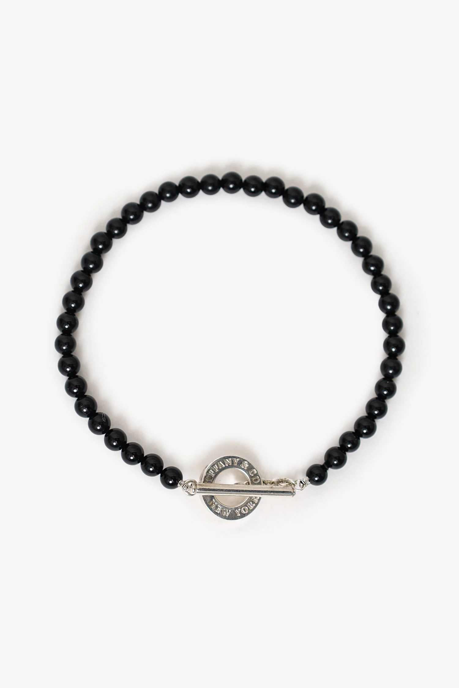 Tiffany & Co. Sterling Silver/Black Onyx Bead Toggle 4mm Bracelet - Image 2
