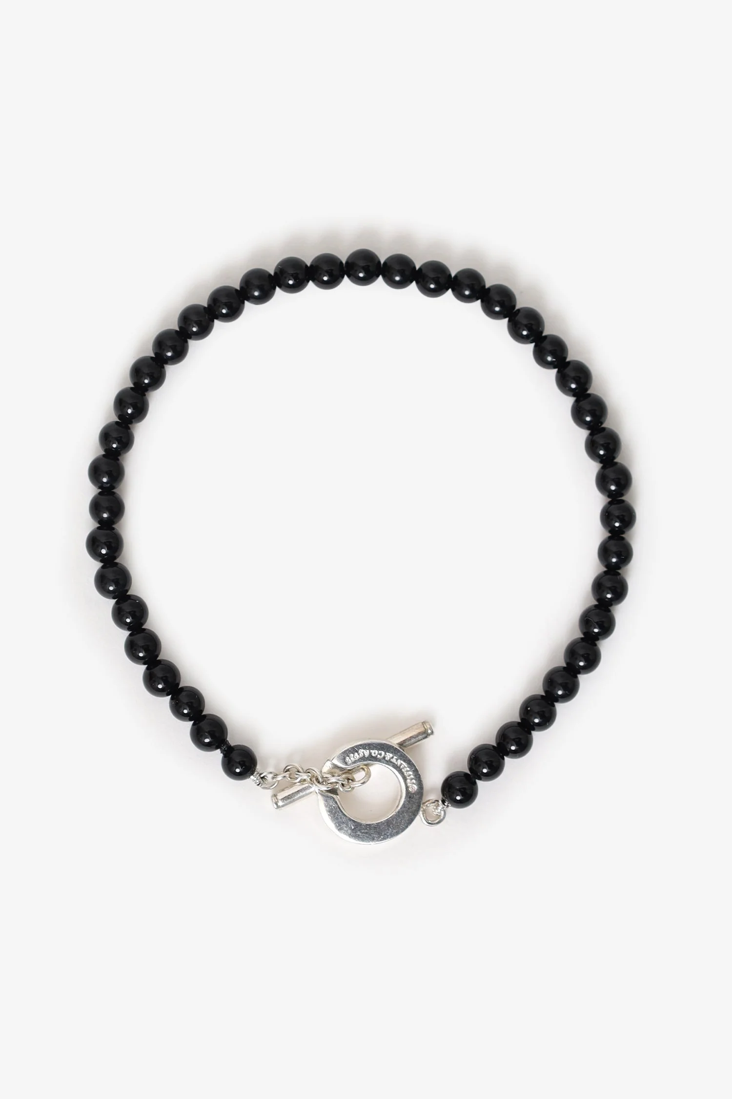 Tiffany & Co. Sterling Silver/Black Onyx Bead Toggle 4mm Bracelet - Image 4