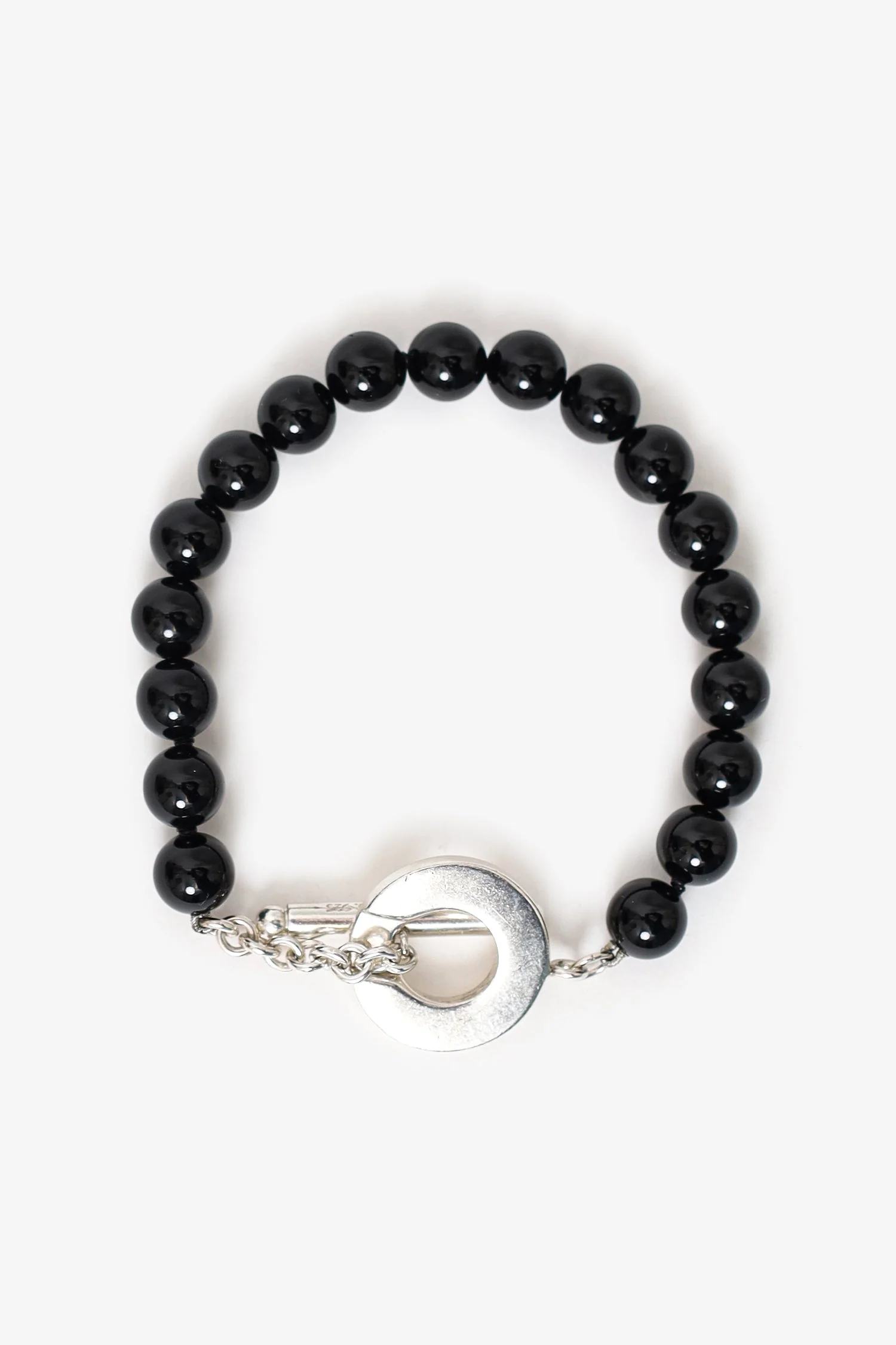 Tiffany & Co Sterling Silver/Black Onyx Bead Toggle 8mm Bracelet - Image 4