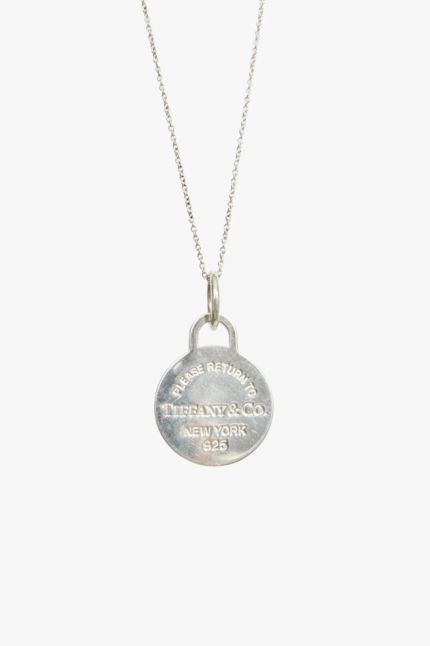 Tiffany & Co. Sterling Silver Round Tag Pendant Necklace - Image 2