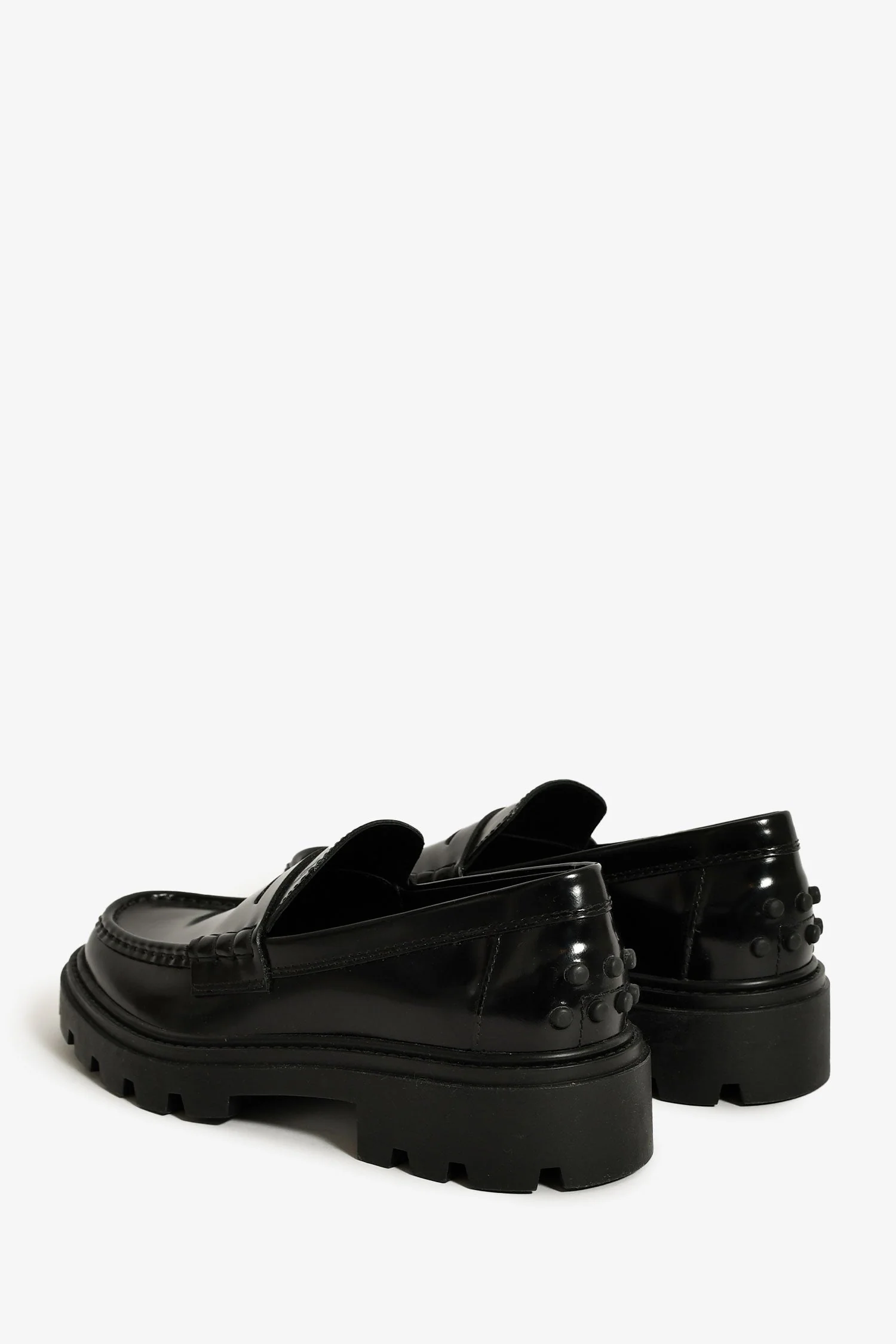 Tod's Black Leather Lug Sole Penny Loafers Size 36 - Image 4