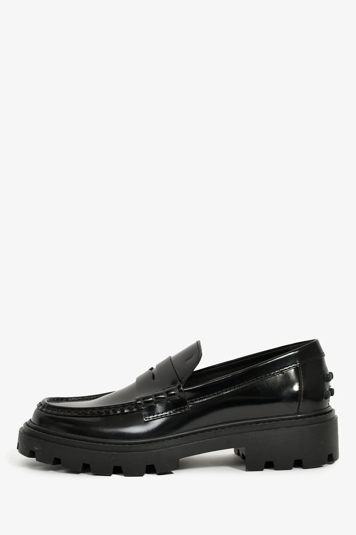 Tod's Black Leather Lug Sole Penny Loafers Size 36 - Image 5