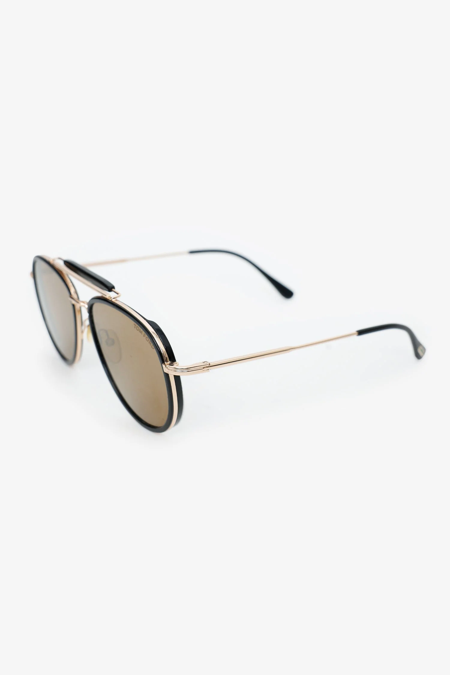 Tom Ford Black/Gold Aviator Sunglasses - Image 2