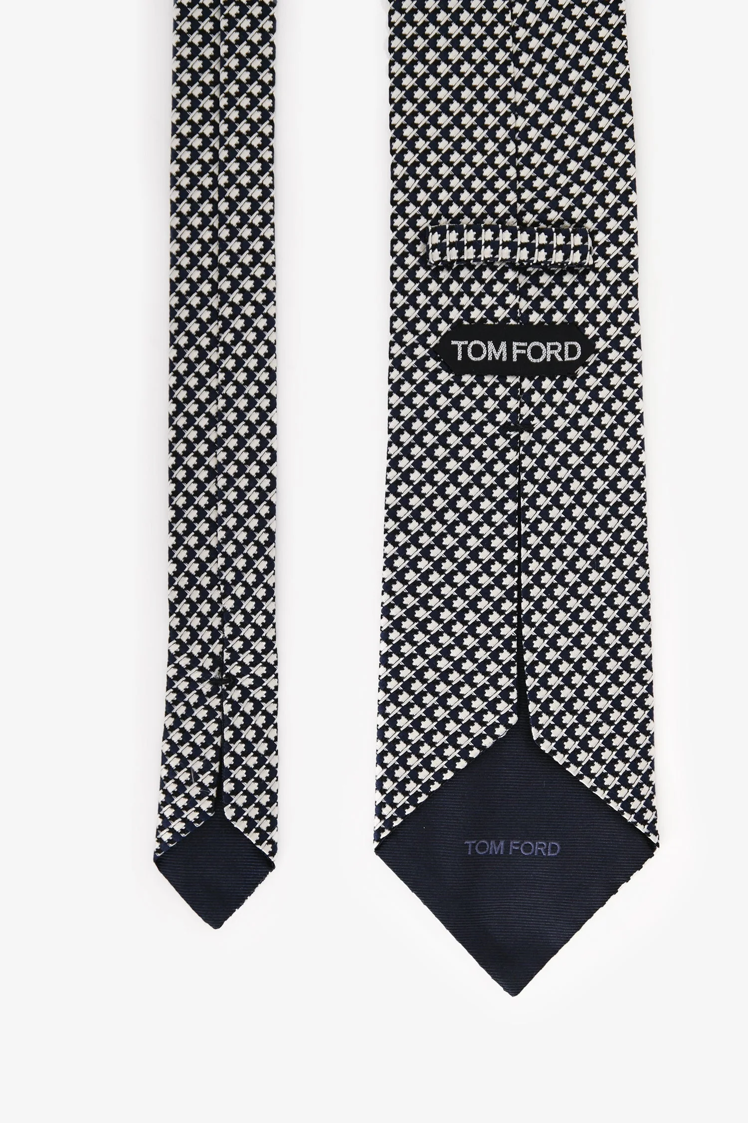 Tom Ford Navy/White Silk Patterned Neck Tie - Image 3