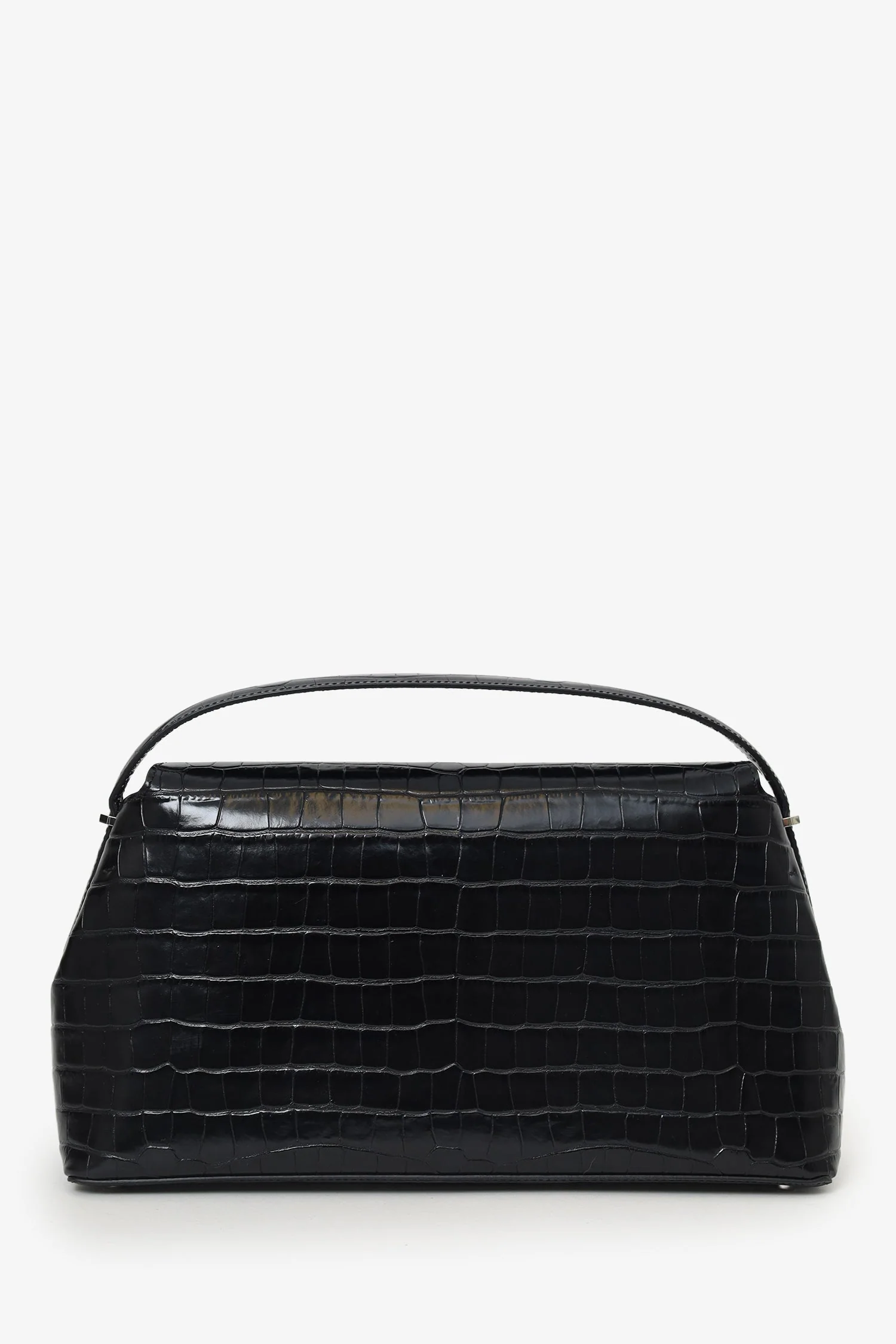 Toteme Black Embossed Leather T-Lock Top Handle Bag With Strap - Image 2