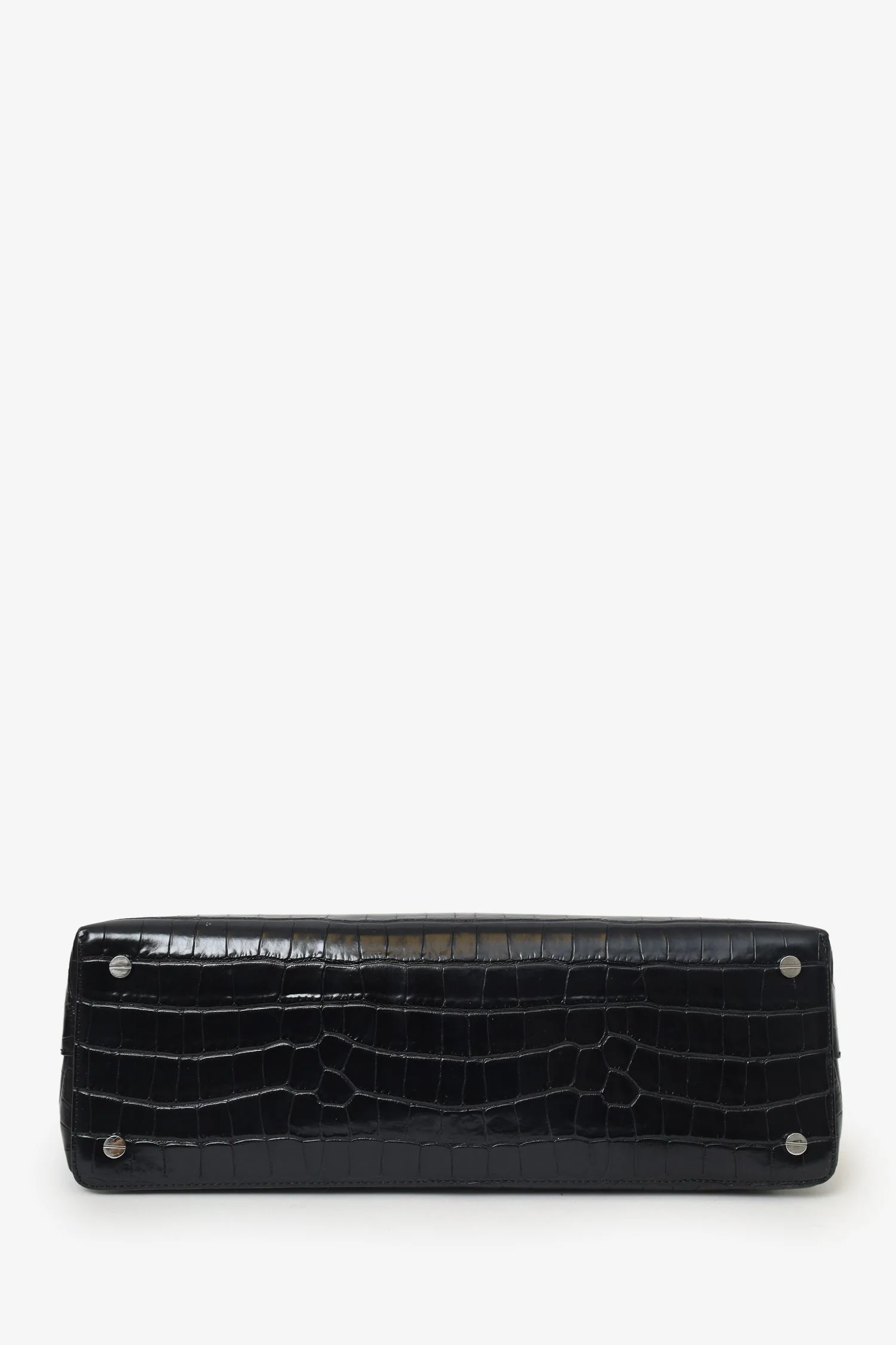 Toteme Black Embossed Leather T-Lock Top Handle Bag With Strap - Image 5