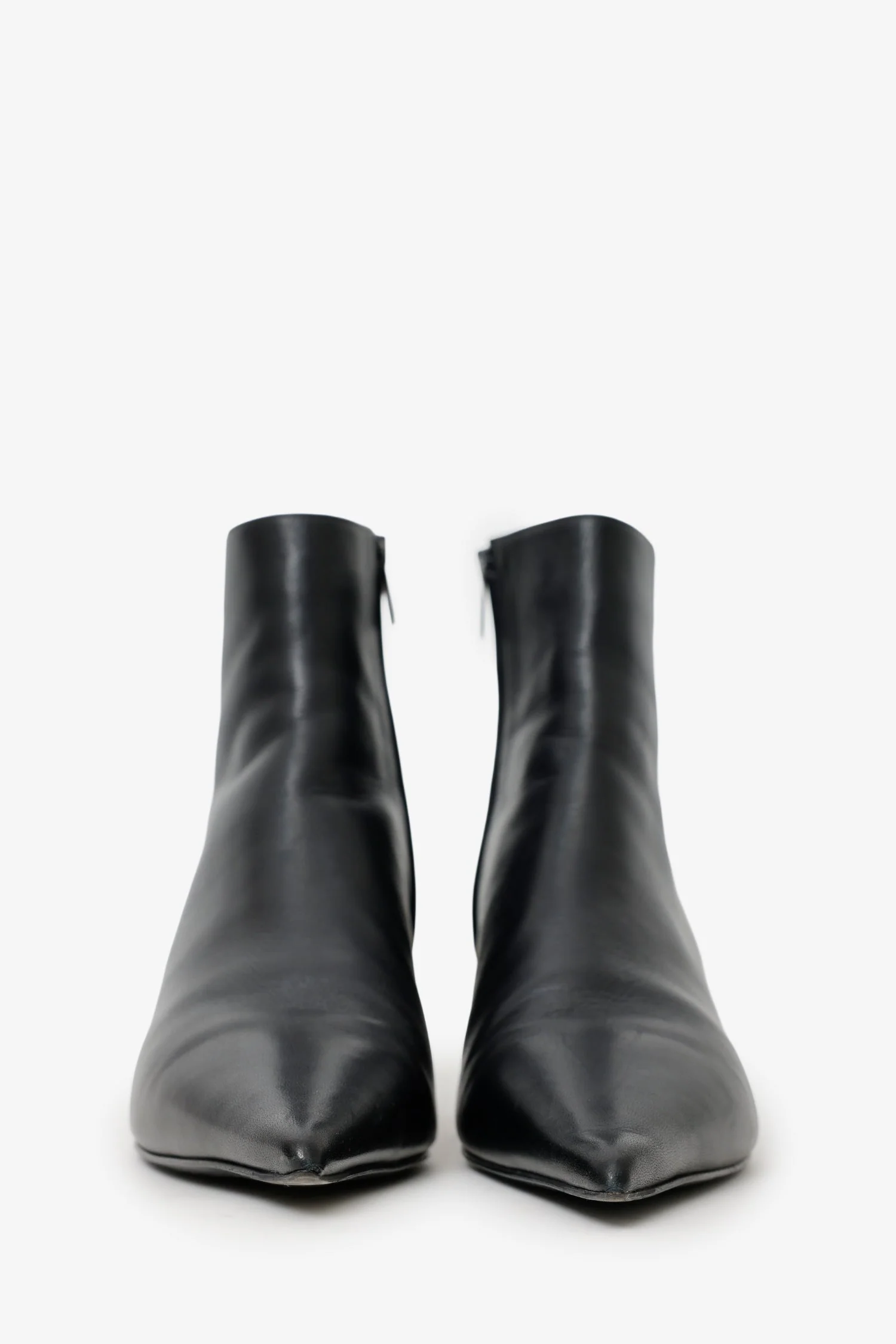 Toteme Black Leather Ankle Boots With Wedge Heel Size 40 - Image 3