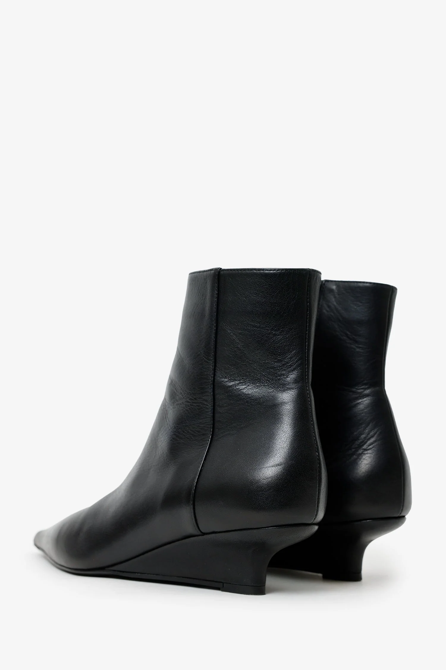 Toteme Black Leather Ankle Boots With Wedge Heel Size 40 - Image 4