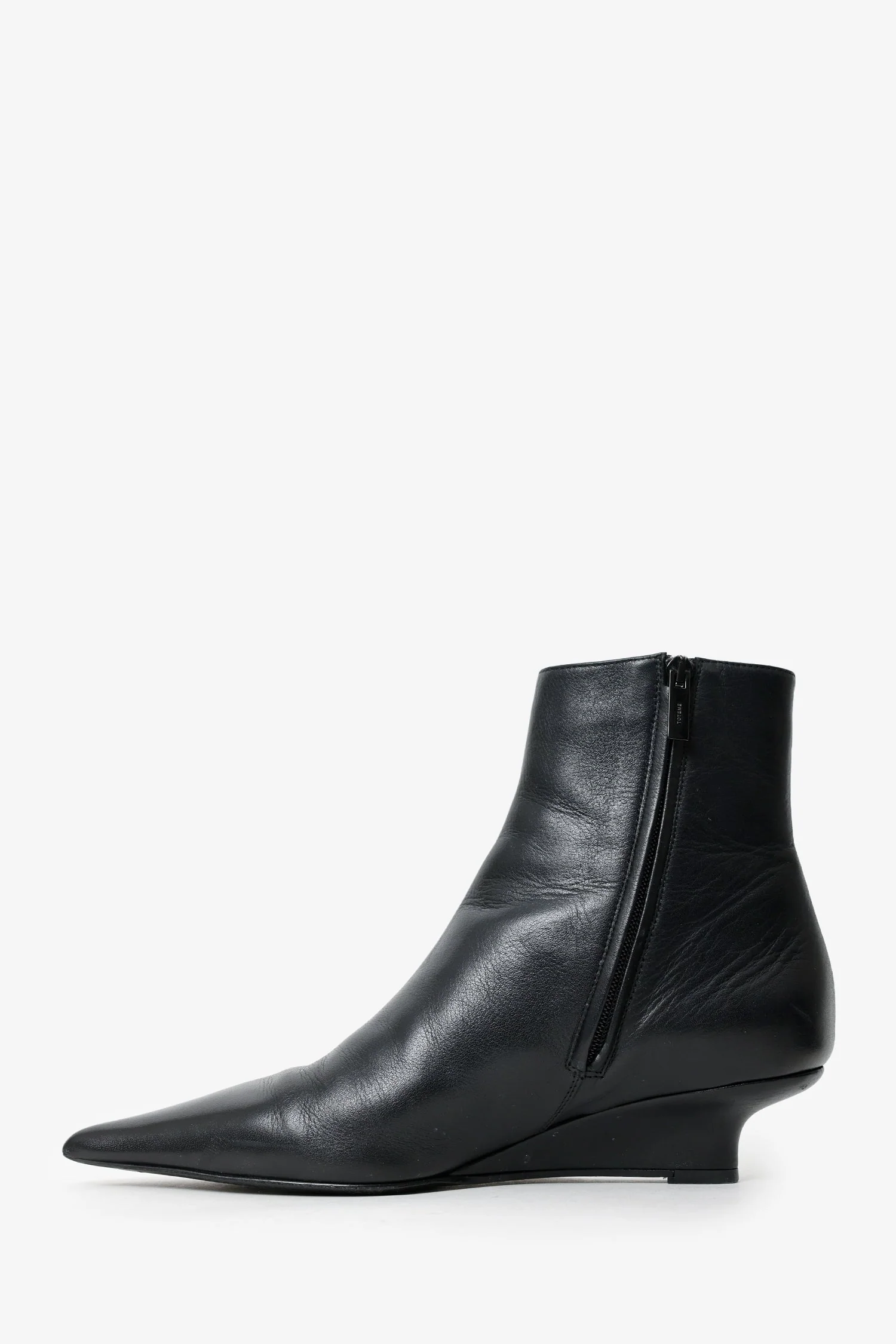 Toteme Black Leather Ankle Boots With Wedge Heel Size 40 - Image 5