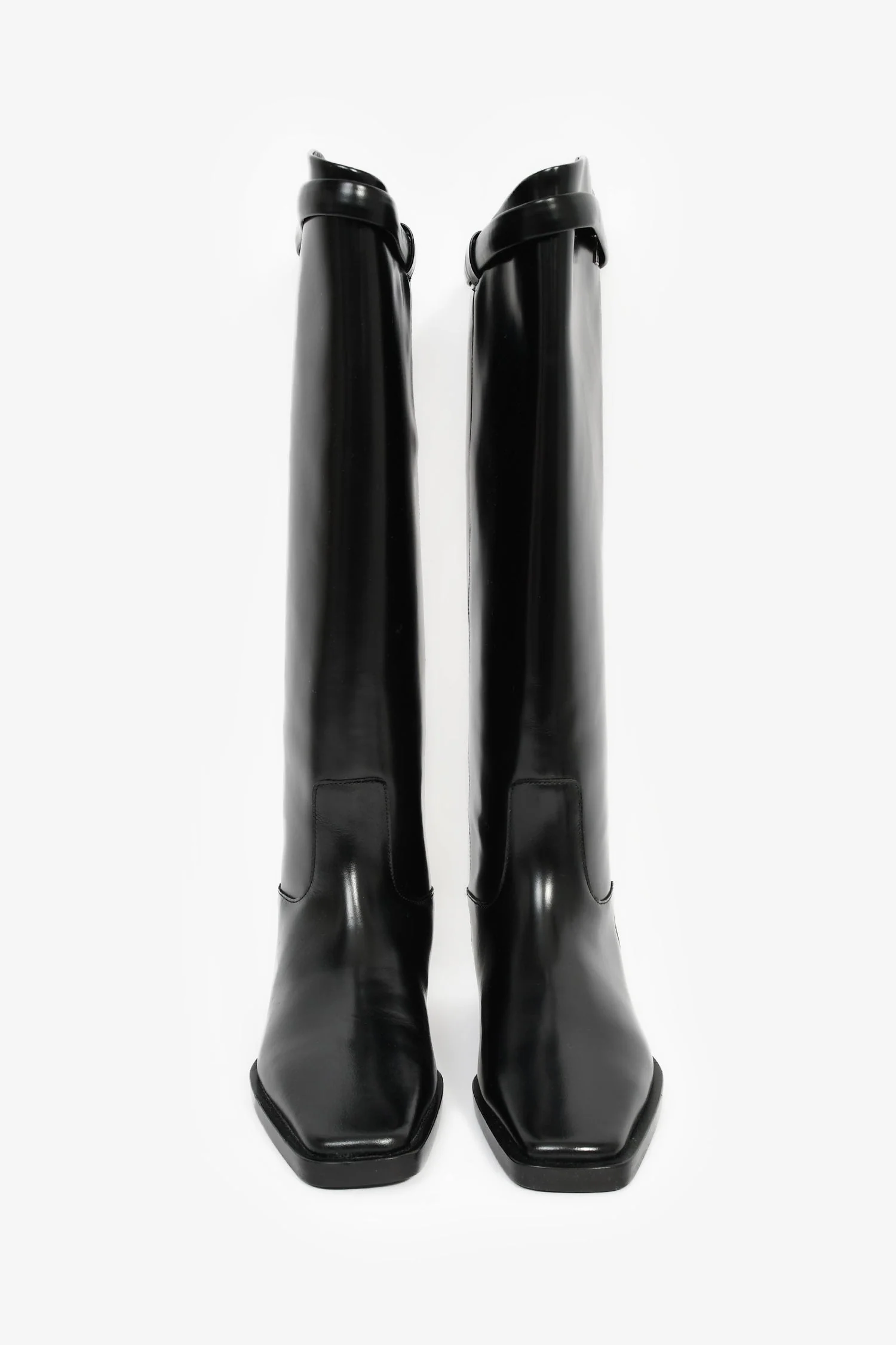 Toteme Black Leather Logo Riding Boots Size 35 - Image 3