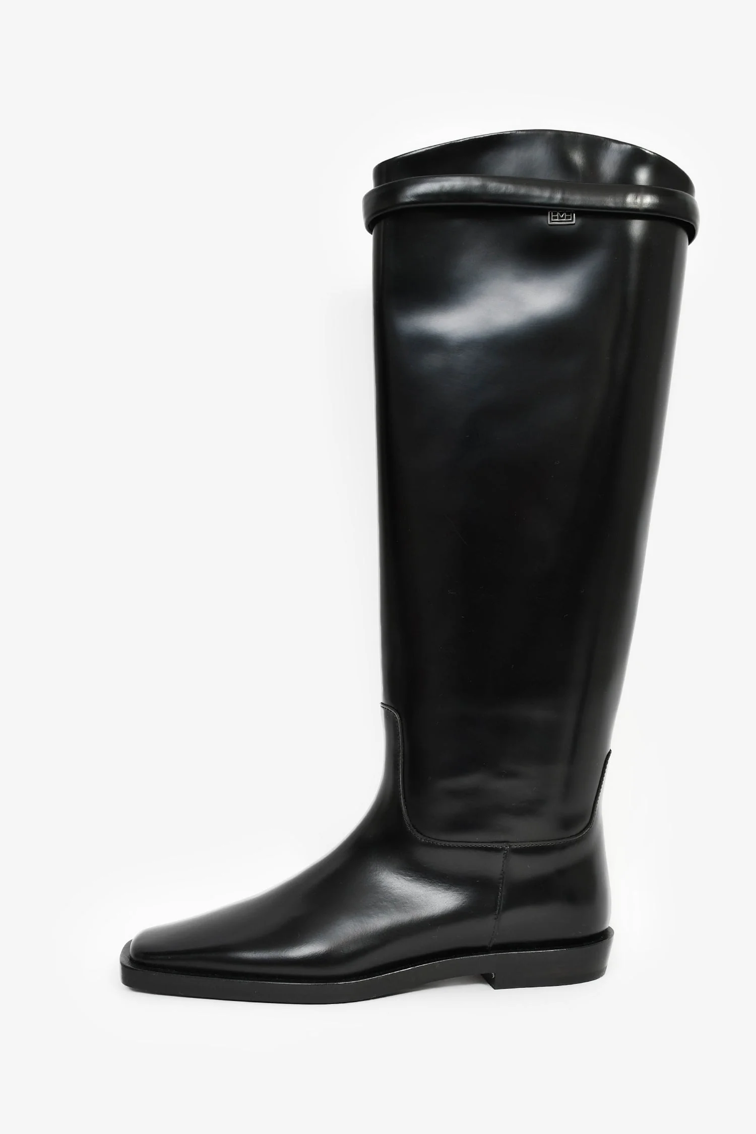 Toteme Black Leather Logo Riding Boots Size 35 - Image 4