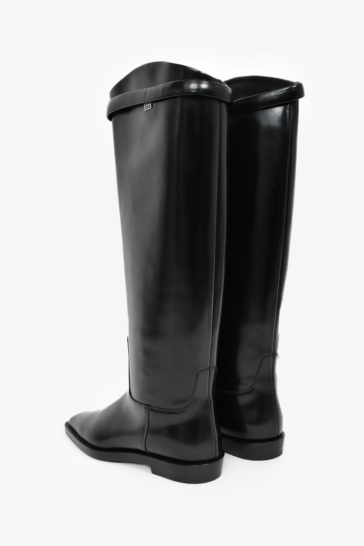 Toteme Black Leather Logo Riding Boots Size 35 - Image 5