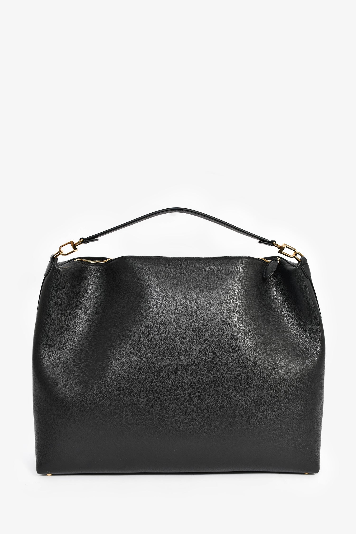 Toteme Black Leather Oversized Logo Shoulder Bag - Image 2