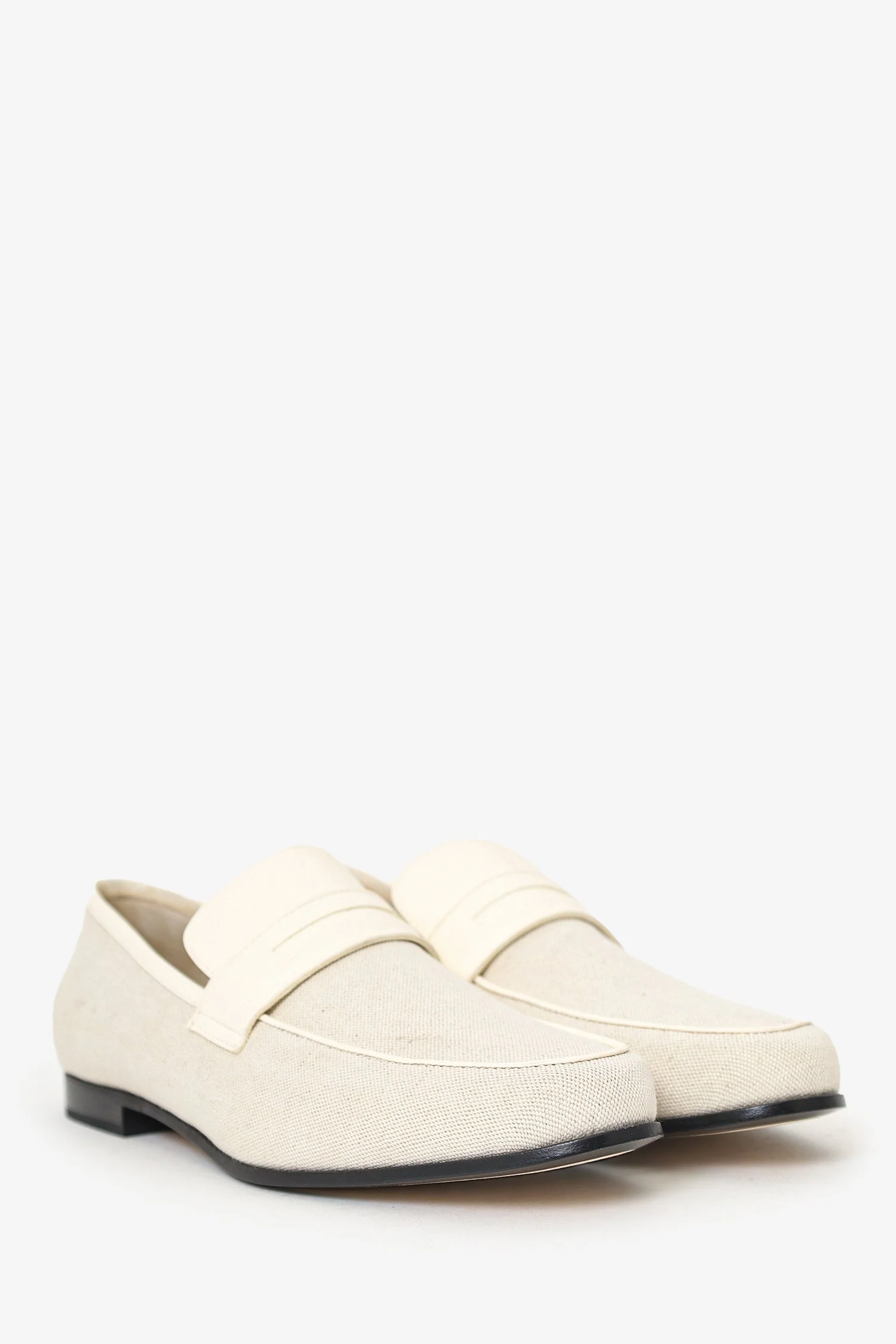 Toteme White Canvas Loafers Size 40 - Image 2