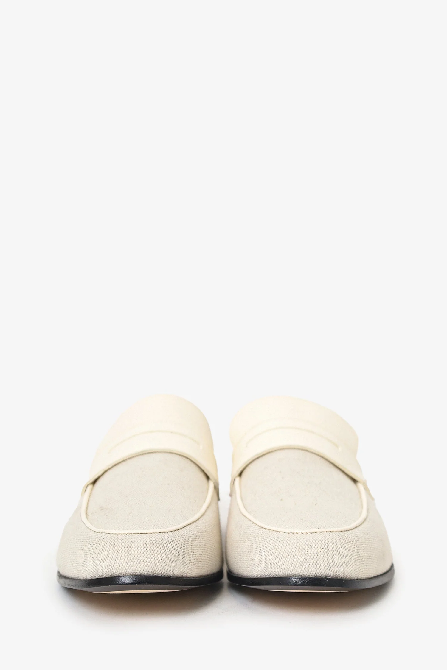 Toteme White Canvas Loafers Size 40 - Image 3