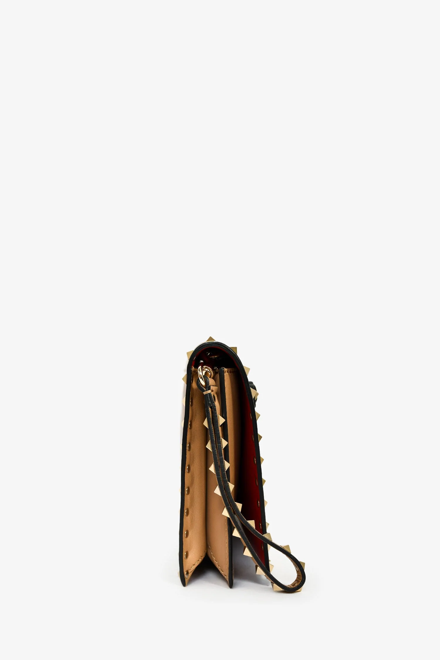 Valentino Beige Leather Rockstud Clutch - Image 3