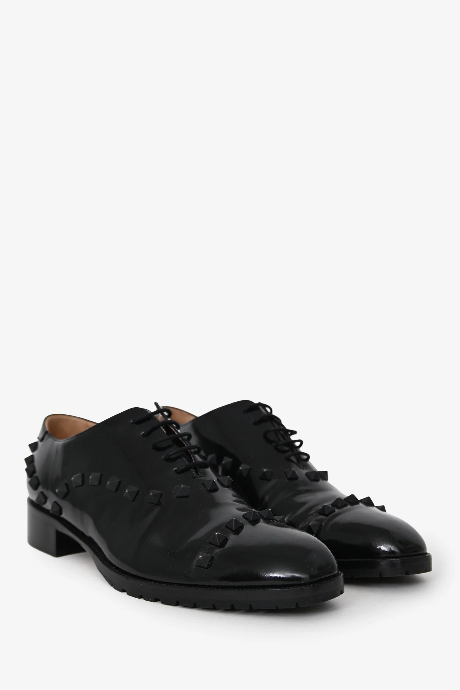 Valentino Black Brushed Leather Rockstud Loafers Size 39 - Image 2