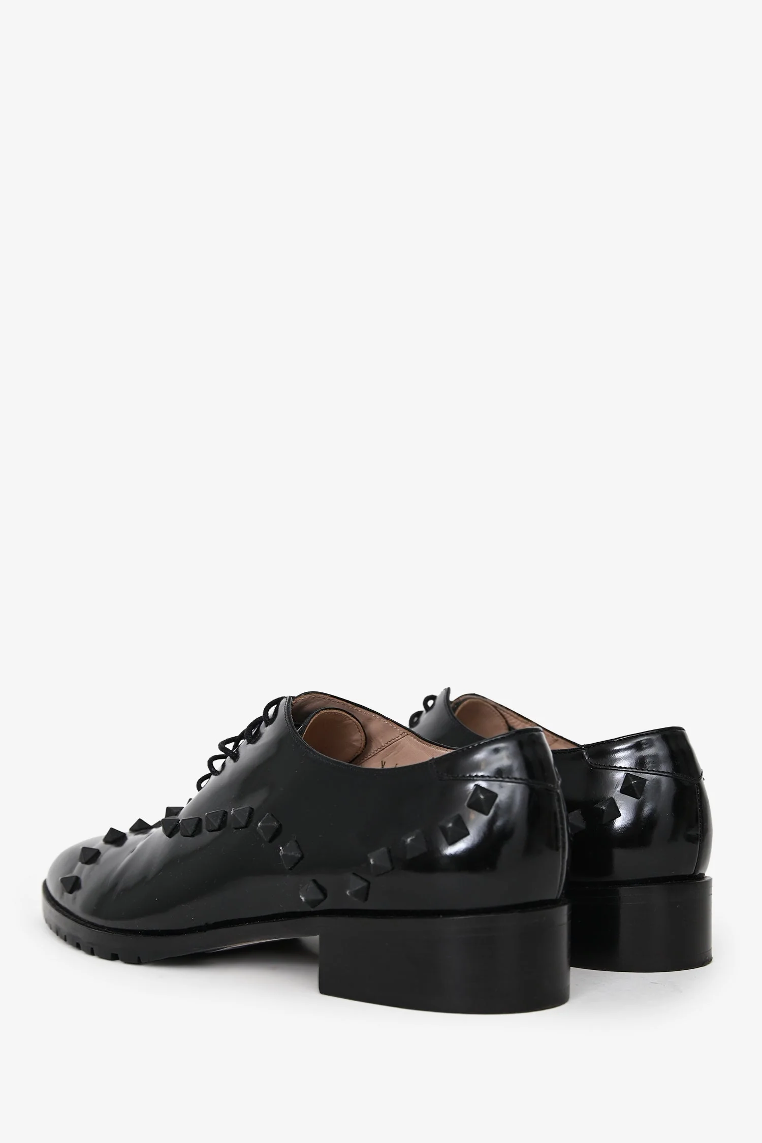 Valentino Black Brushed Leather Rockstud Loafers Size 39 - Image 4