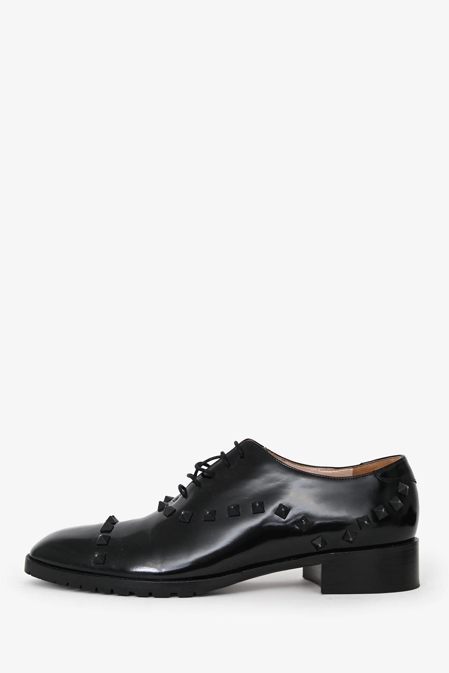 Valentino Black Brushed Leather Rockstud Loafers Size 39 - Image 5