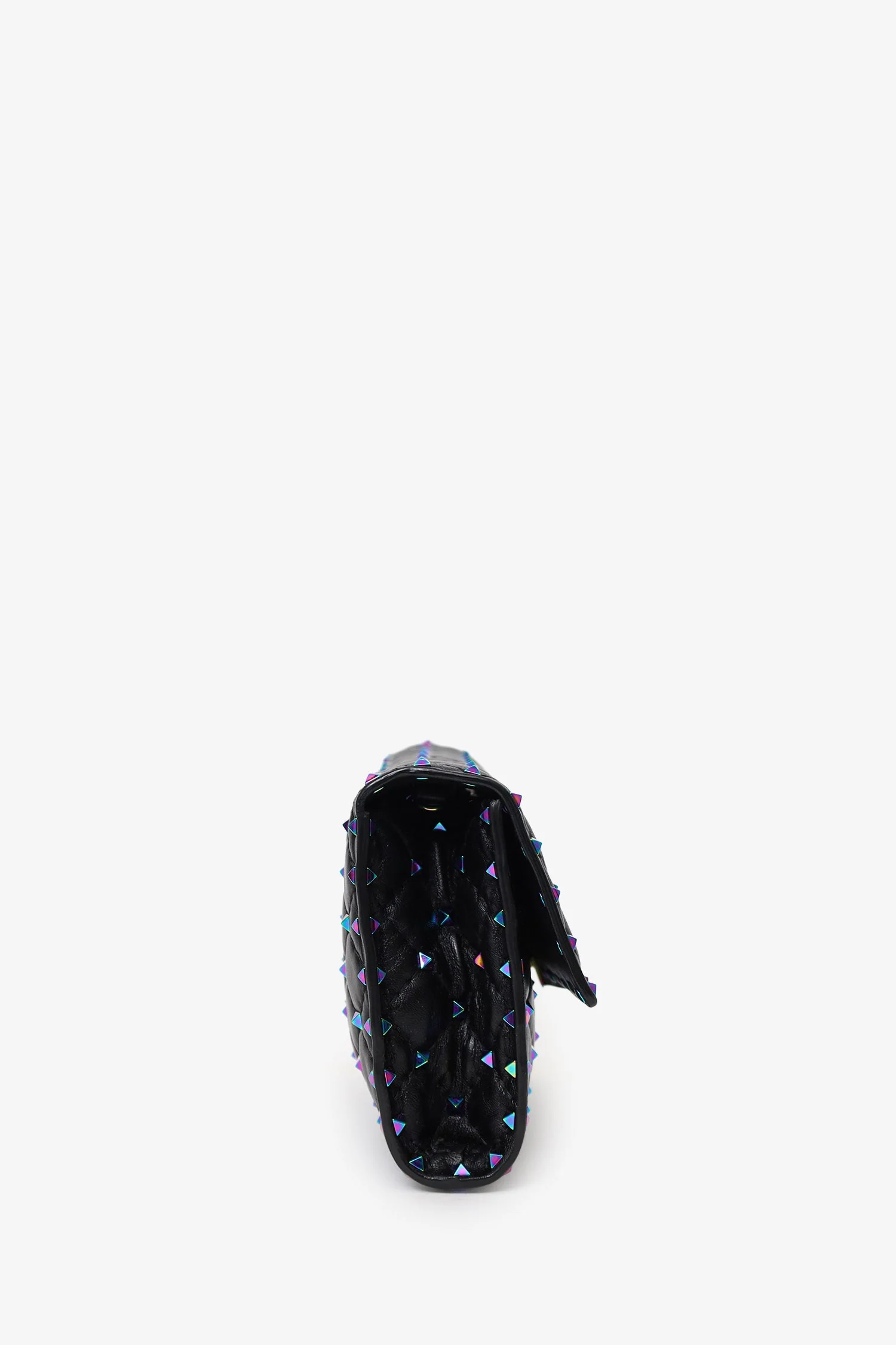 Valentino Black Lambskin Oil Slick Rockstud Spike Wallet on Chain - Image 3