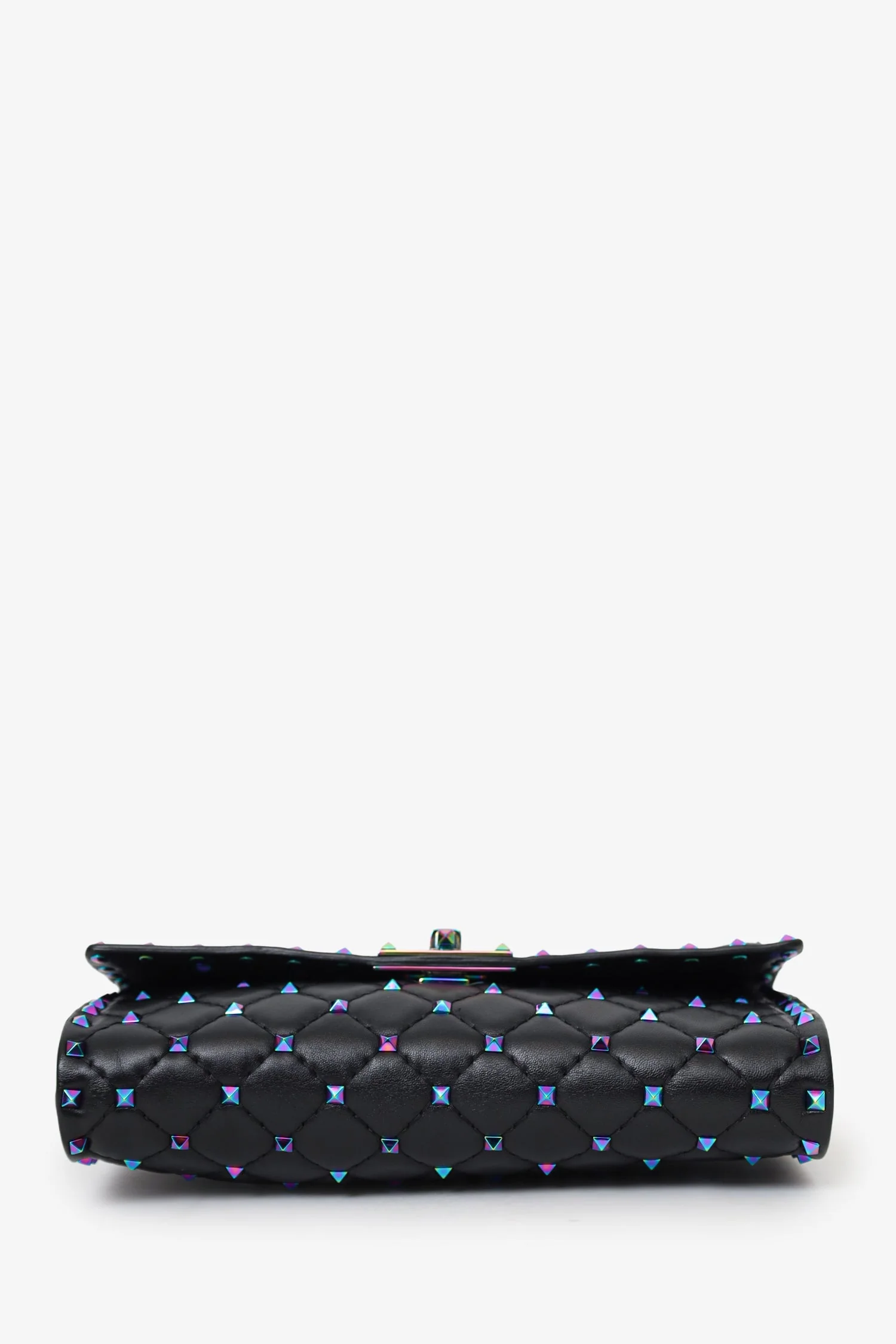 Valentino Black Lambskin Oil Slick Rockstud Spike Wallet on Chain - Image 5