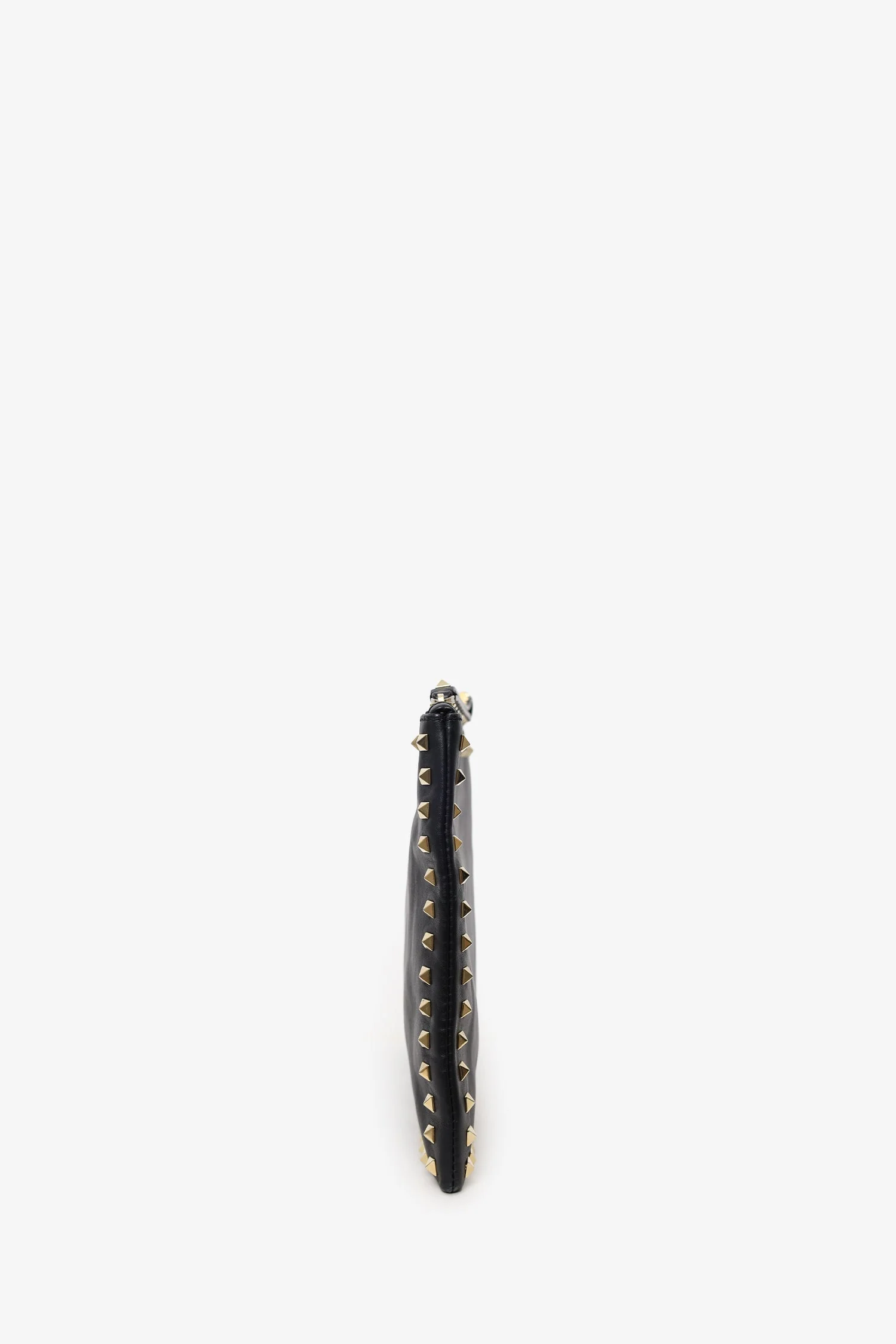 Valentino Black Leather Large Rockstud Zip Wristlet Pouch - Image 3