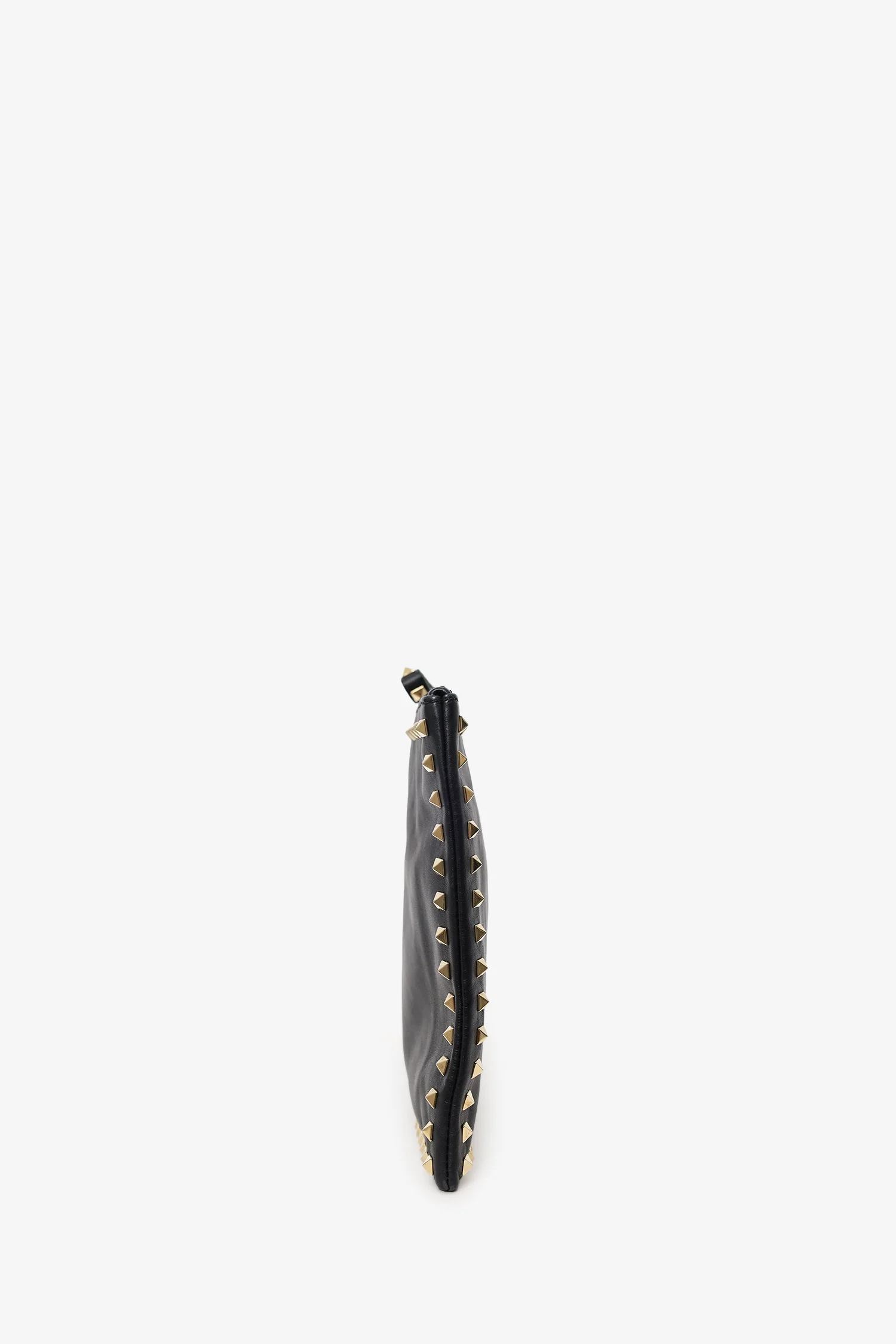 Valentino Black Leather Large Rockstud Zip Wristlet Pouch - Image 4