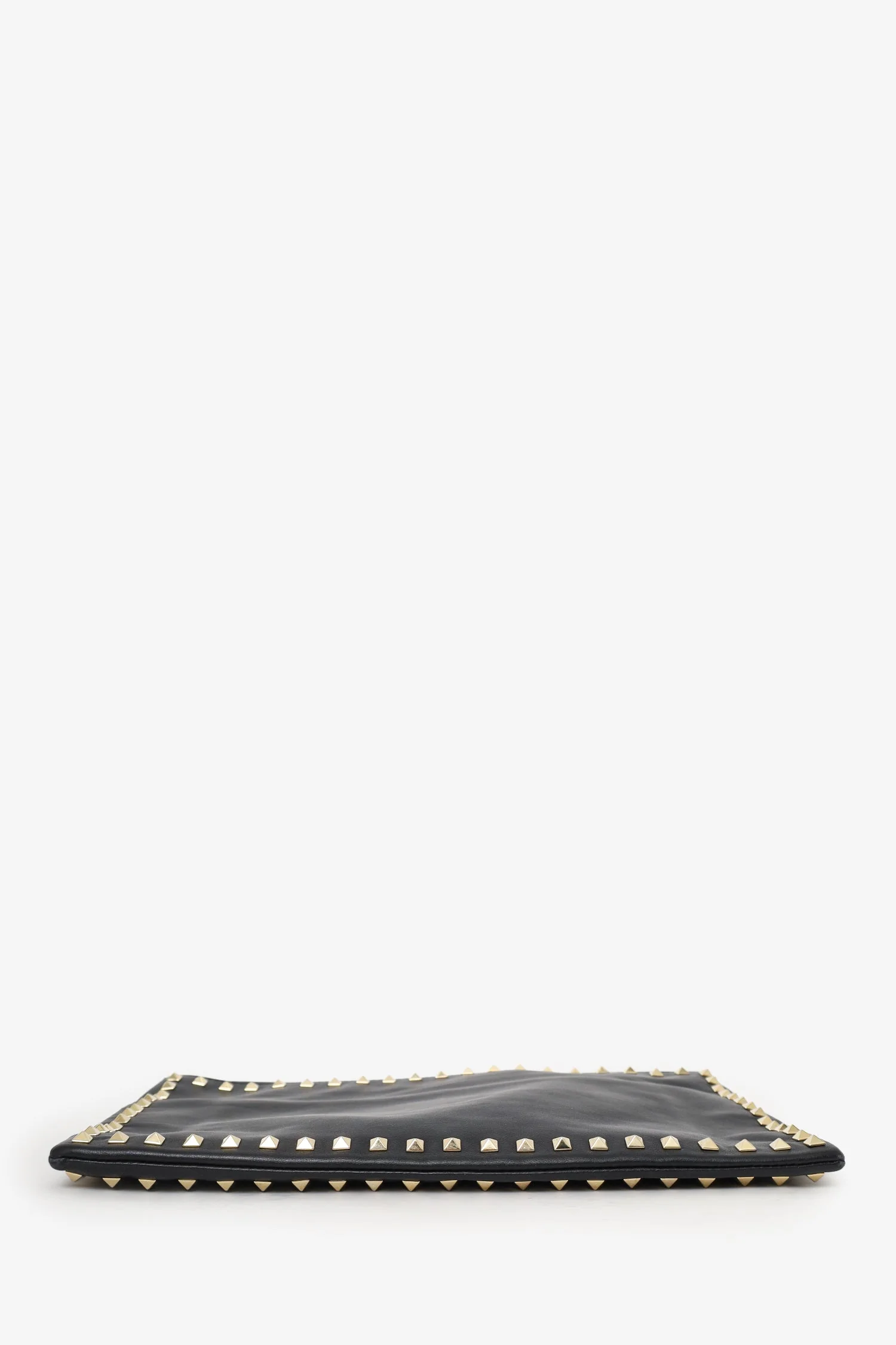 Valentino Black Leather Large Rockstud Zip Wristlet Pouch - Image 5