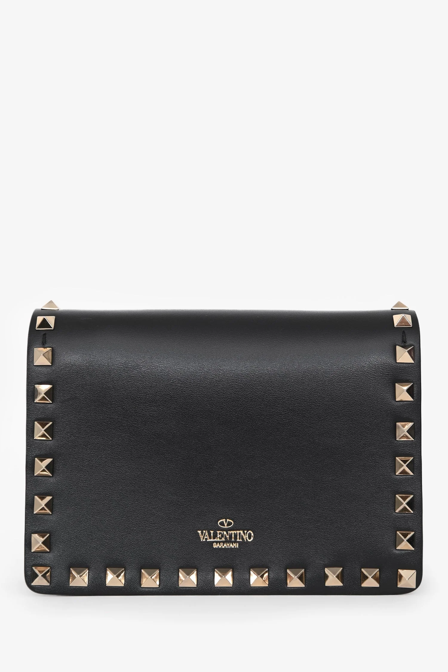 Valentino Black Leather Rockstud Mini Chain Pouch Bag