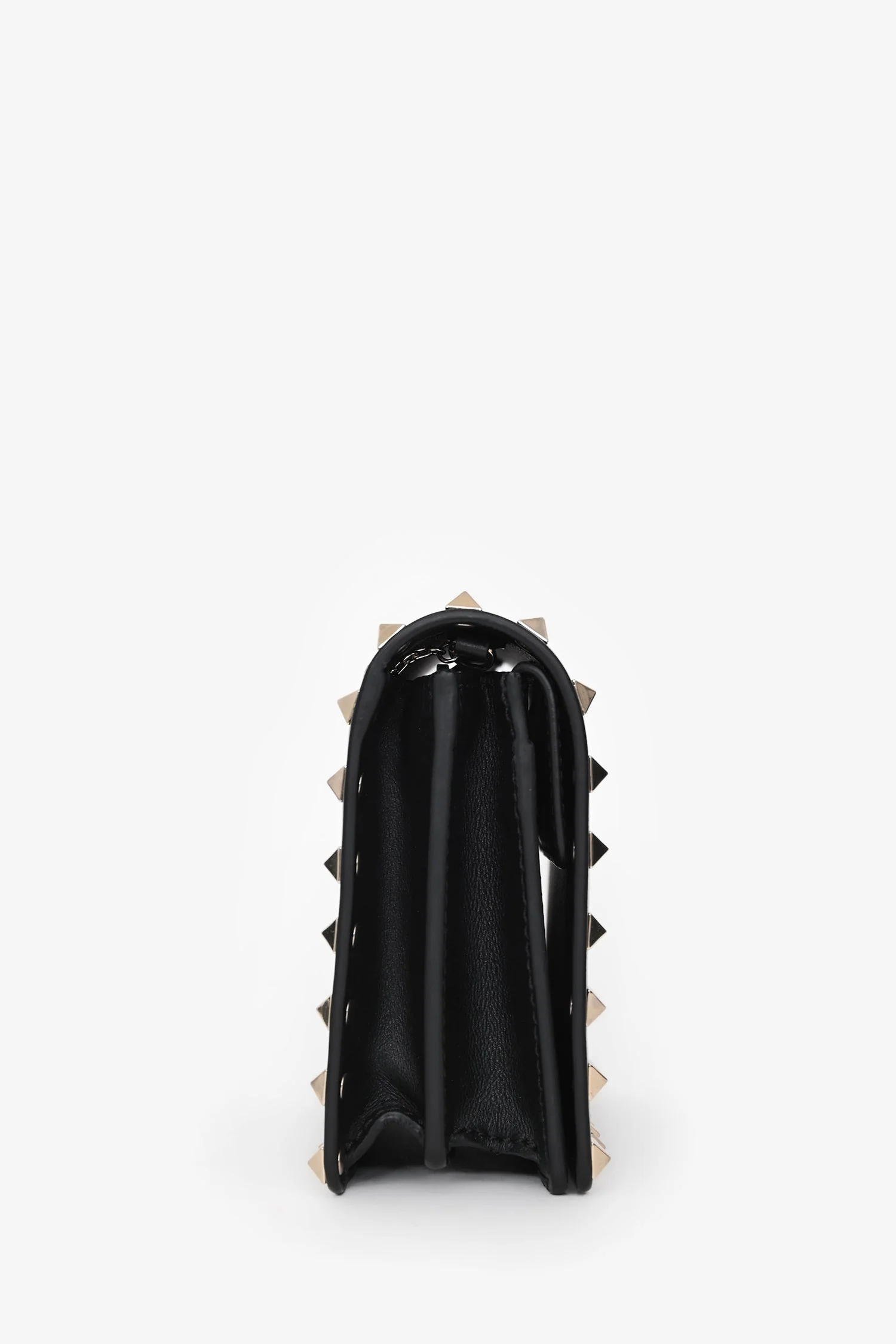Valentino Black Leather Rockstud Mini Chain Pouch Bag - Image 3