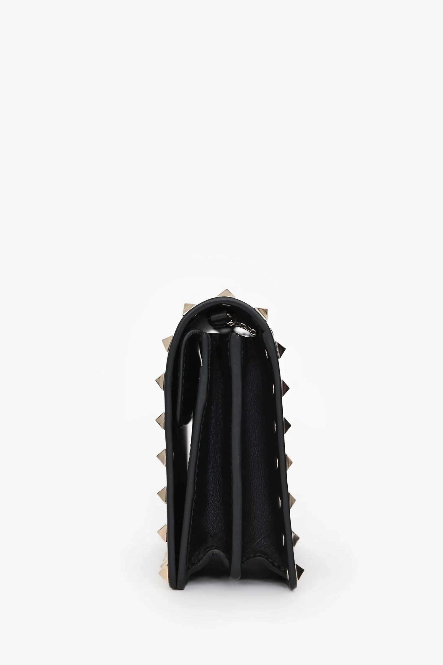 Valentino Black Leather Rockstud Mini Chain Pouch Bag - Image 4