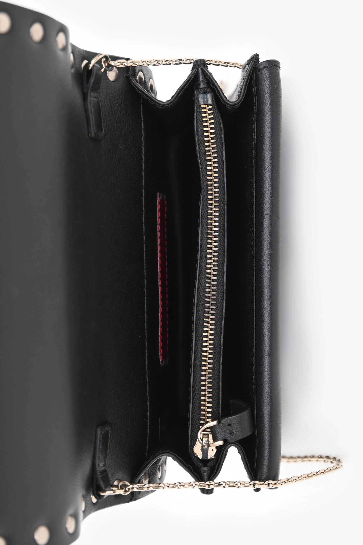 Valentino Black Leather Rockstud Mini Chain Pouch Bag - Image 6