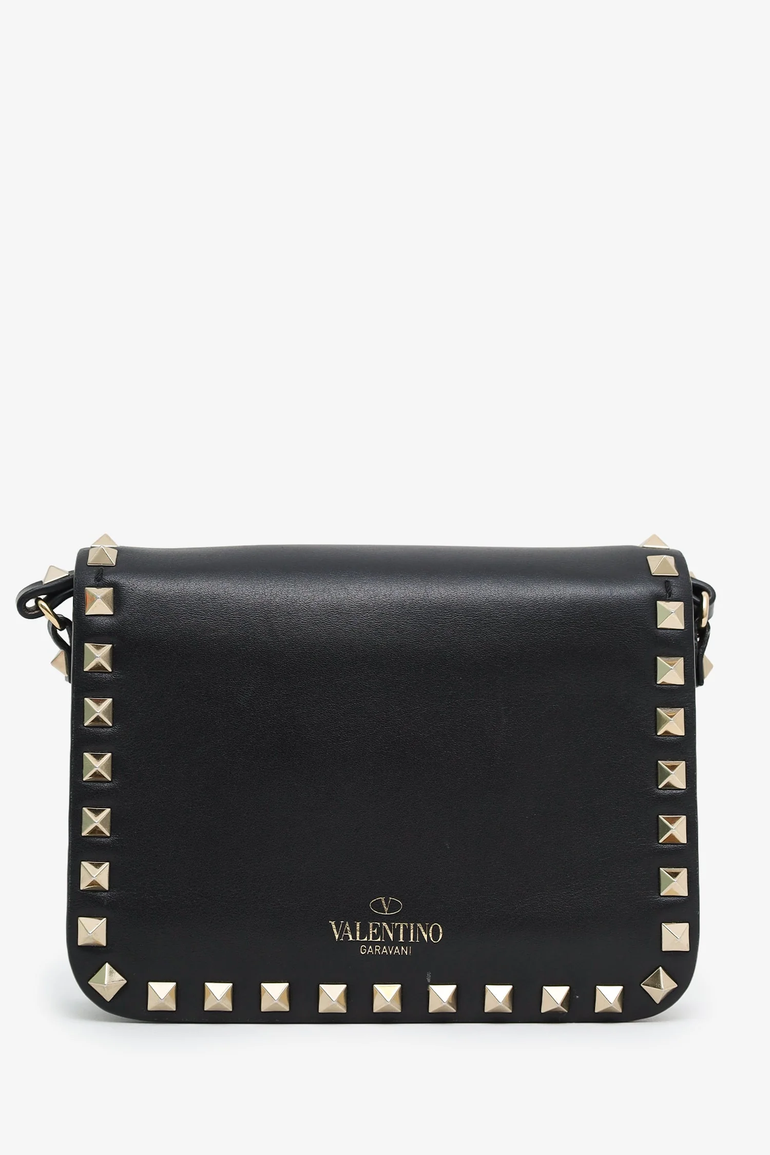Valentino Black Leather Rockstud Small Flap Bag - Image 2