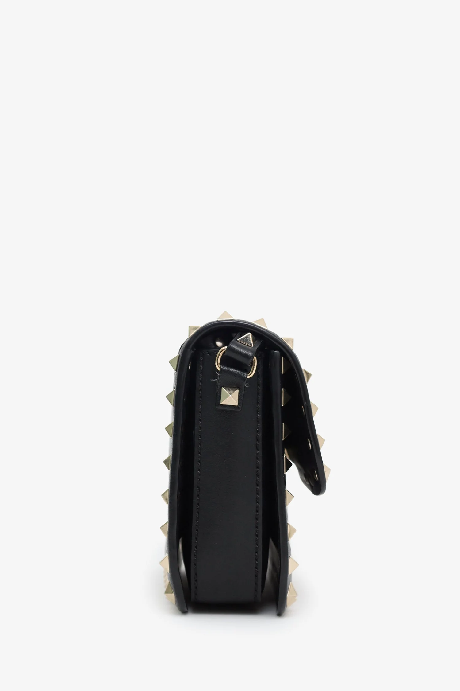 Valentino Black Leather Rockstud Small Flap Bag - Image 3