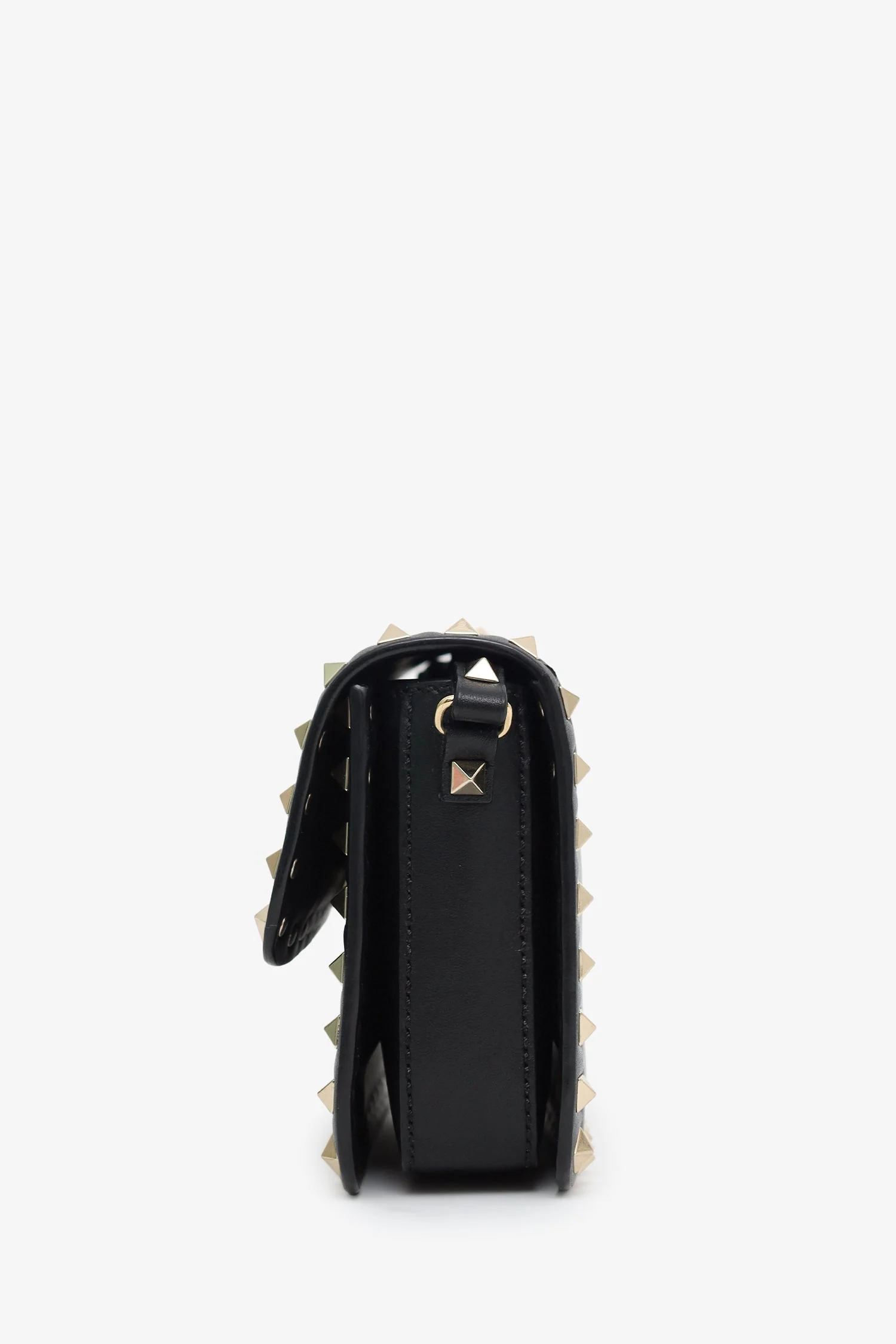 Valentino Black Leather Rockstud Small Flap Bag - Image 4