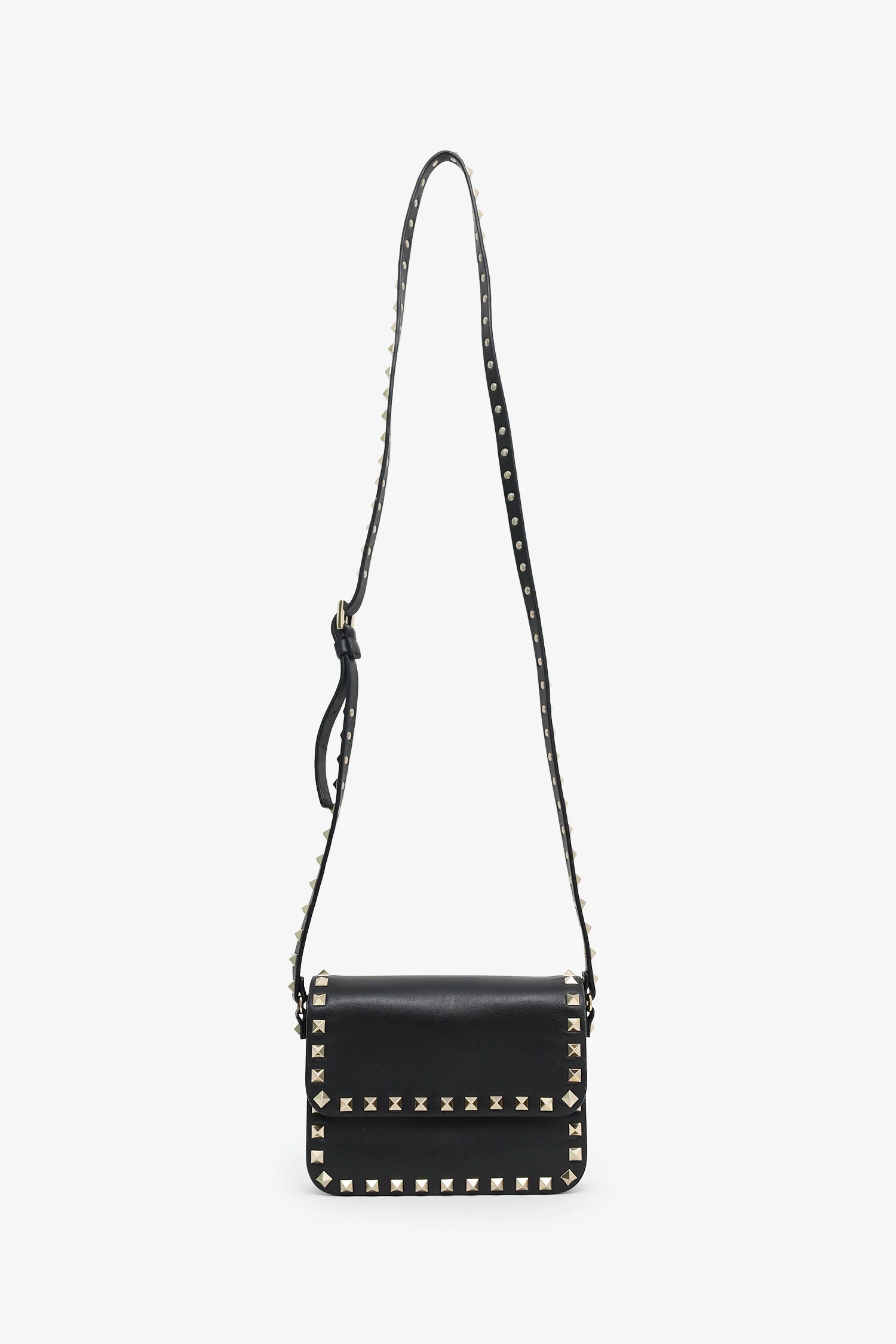 Valentino Black Leather Rockstud Small Flap Bag - Image 6