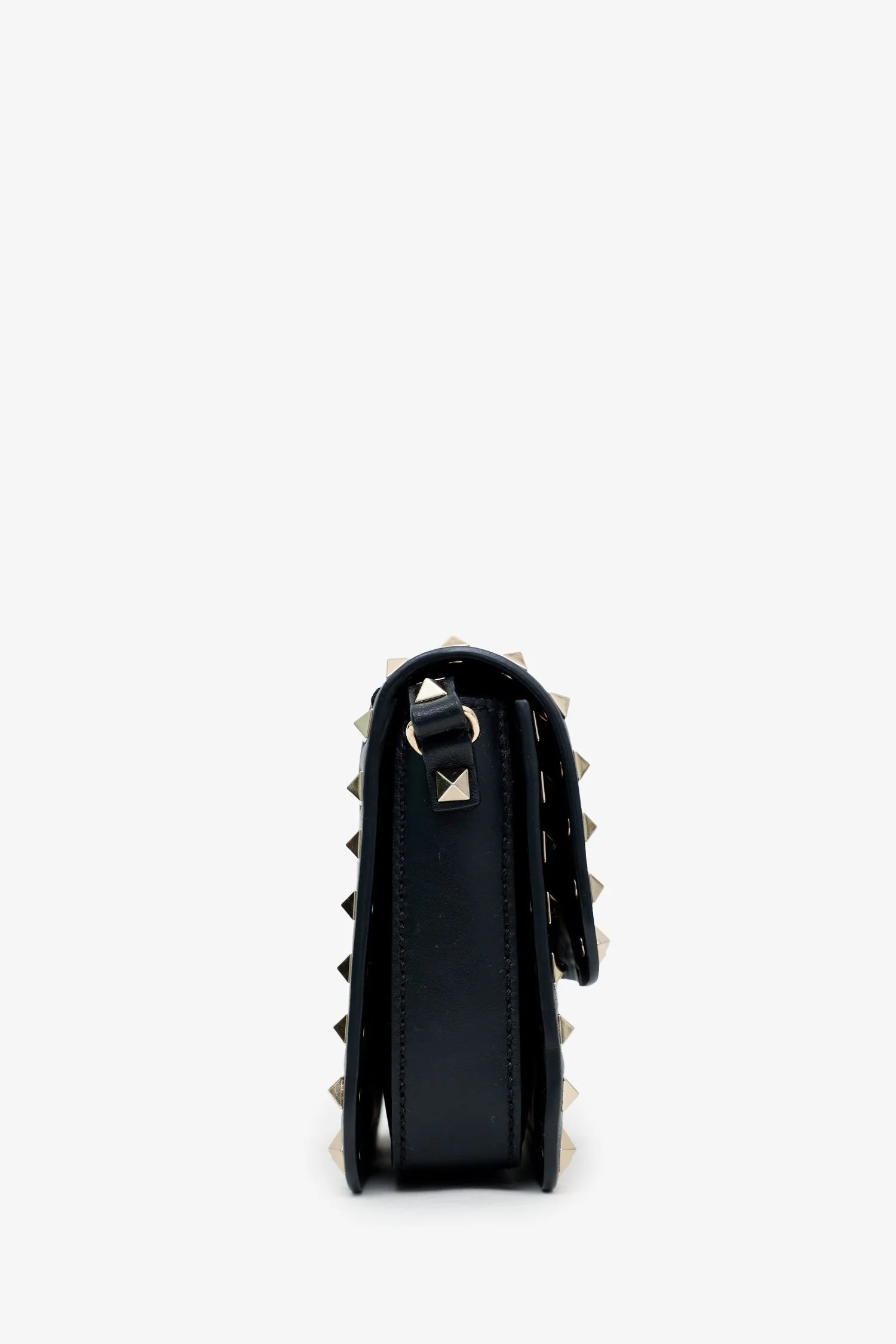 Valentino Black Leather Rockstud Small Flap Bag - Image 3