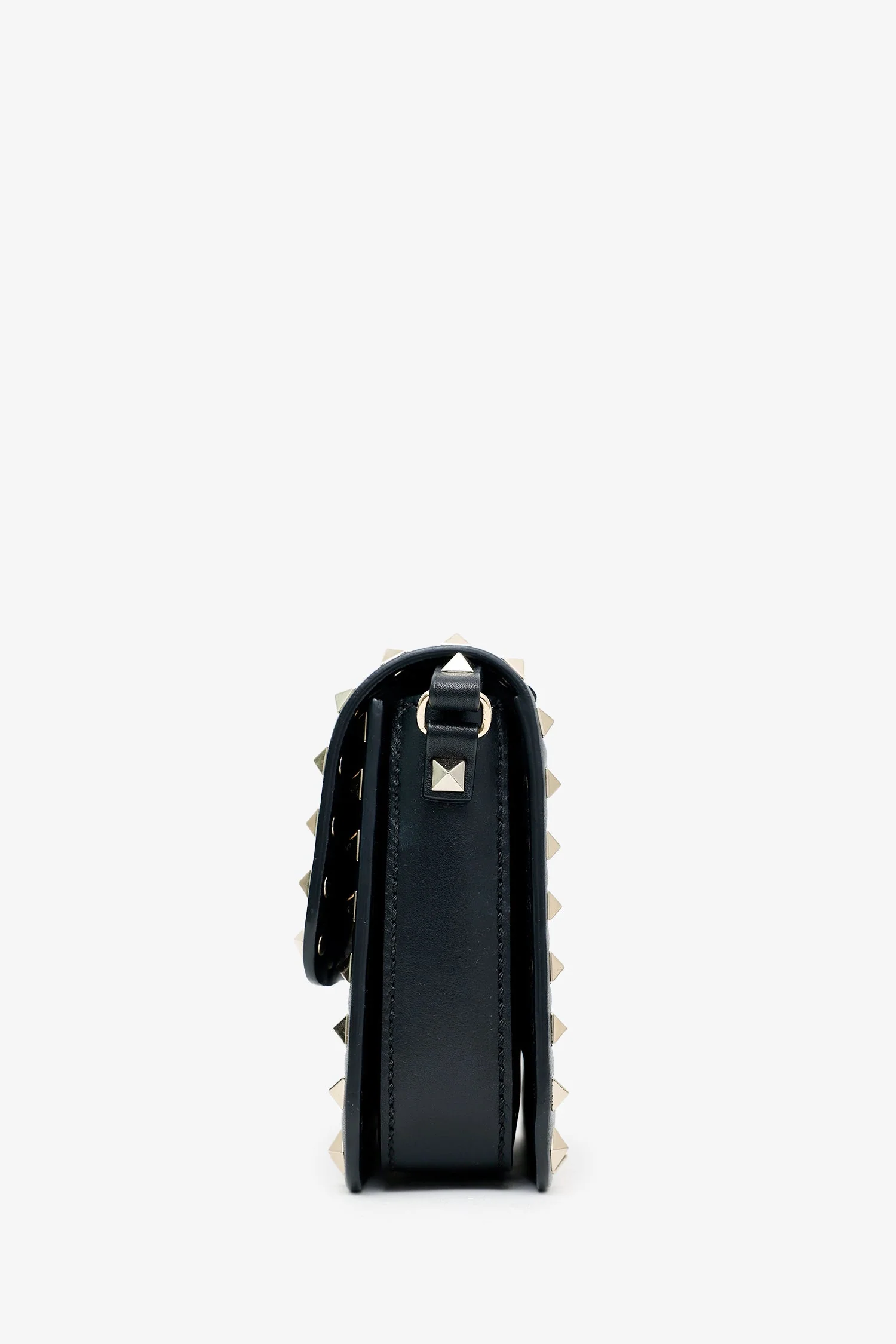 Valentino Black Leather Rockstud Small Flap Bag - Image 4