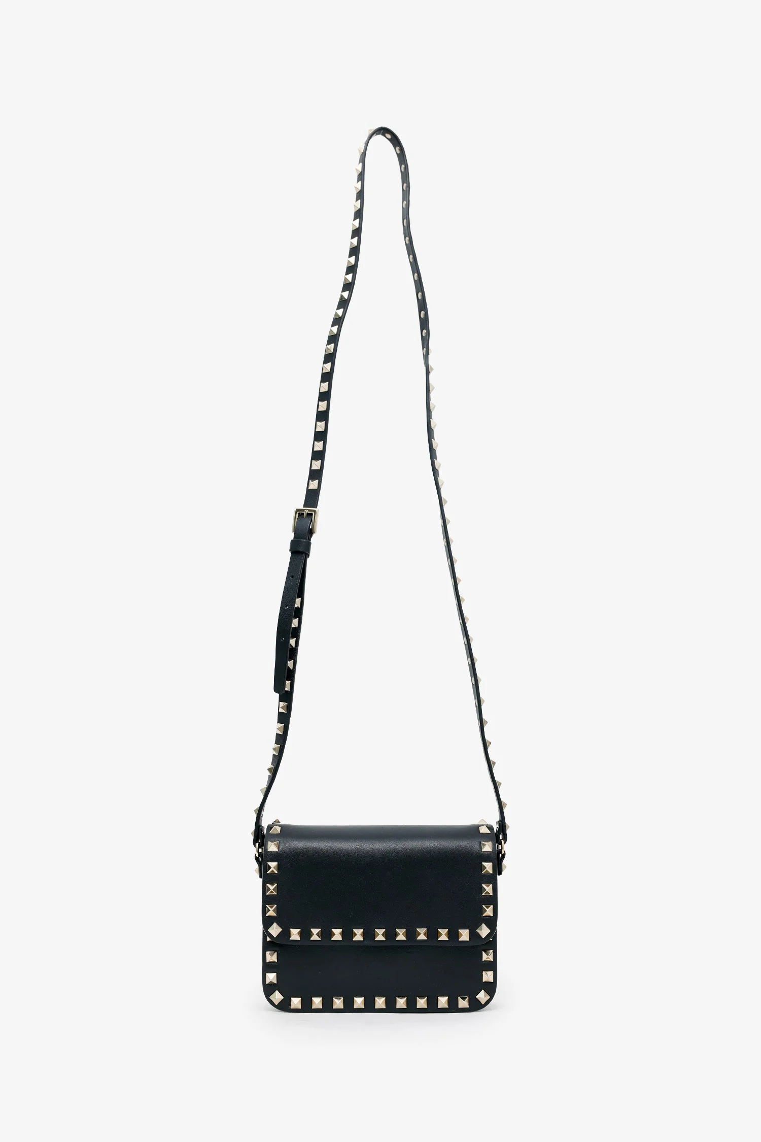 Valentino Black Leather Rockstud Small Flap Bag - Image 6